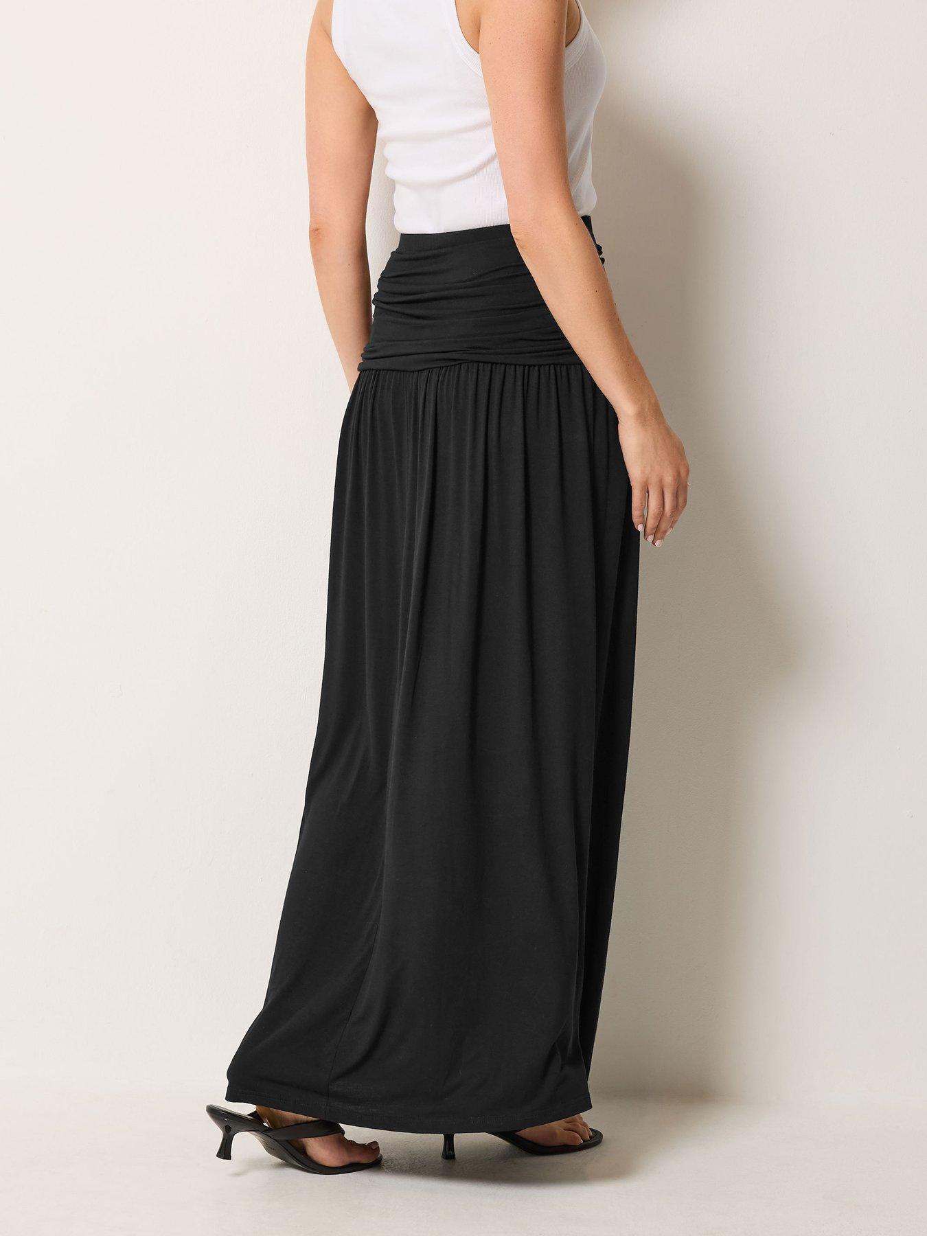 Image 2 of 4 of Long Tall Sally Ruched Waist Maxi Skirt - Black