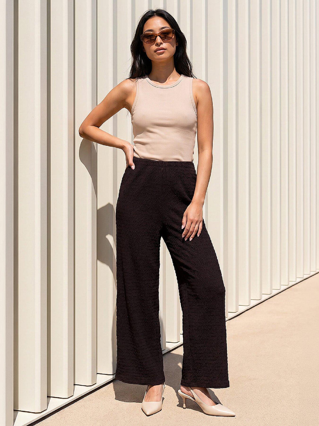 Image 1 of 4 of Roman Petite Textured Stretch Trouser