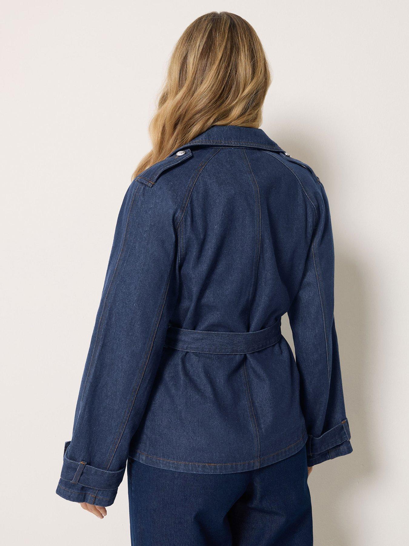Image 2 of 4 of Long Tall Sally Denim Short Trench Coat - Blue