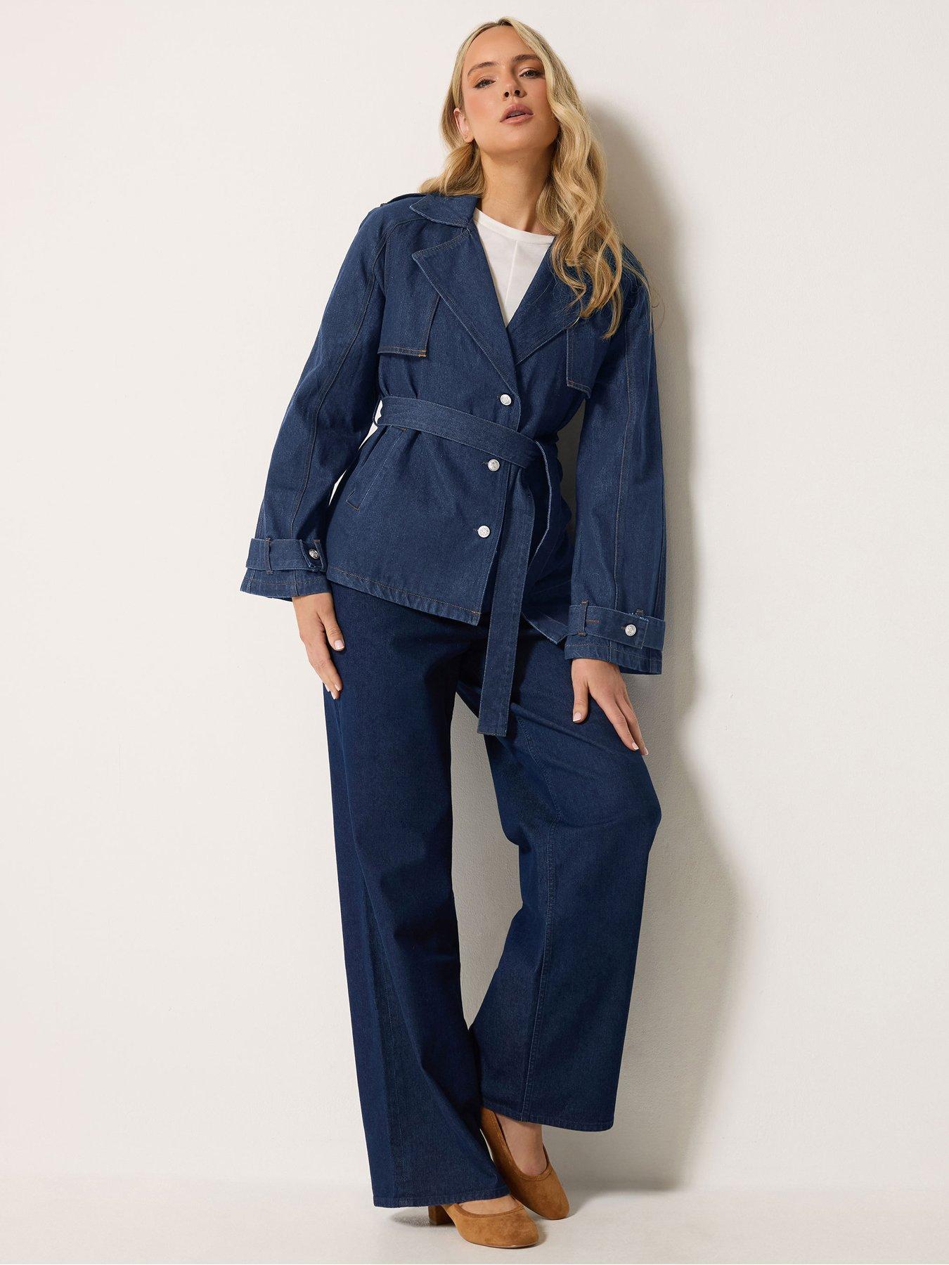 Image 3 of 4 of Long Tall Sally Denim Short Trench Coat - Blue