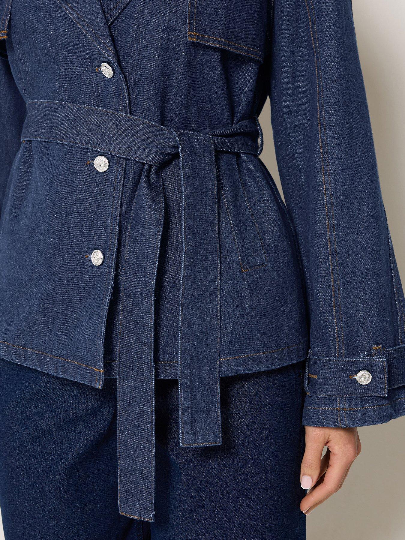 Image 4 of 4 of Long Tall Sally Denim Short Trench Coat - Blue