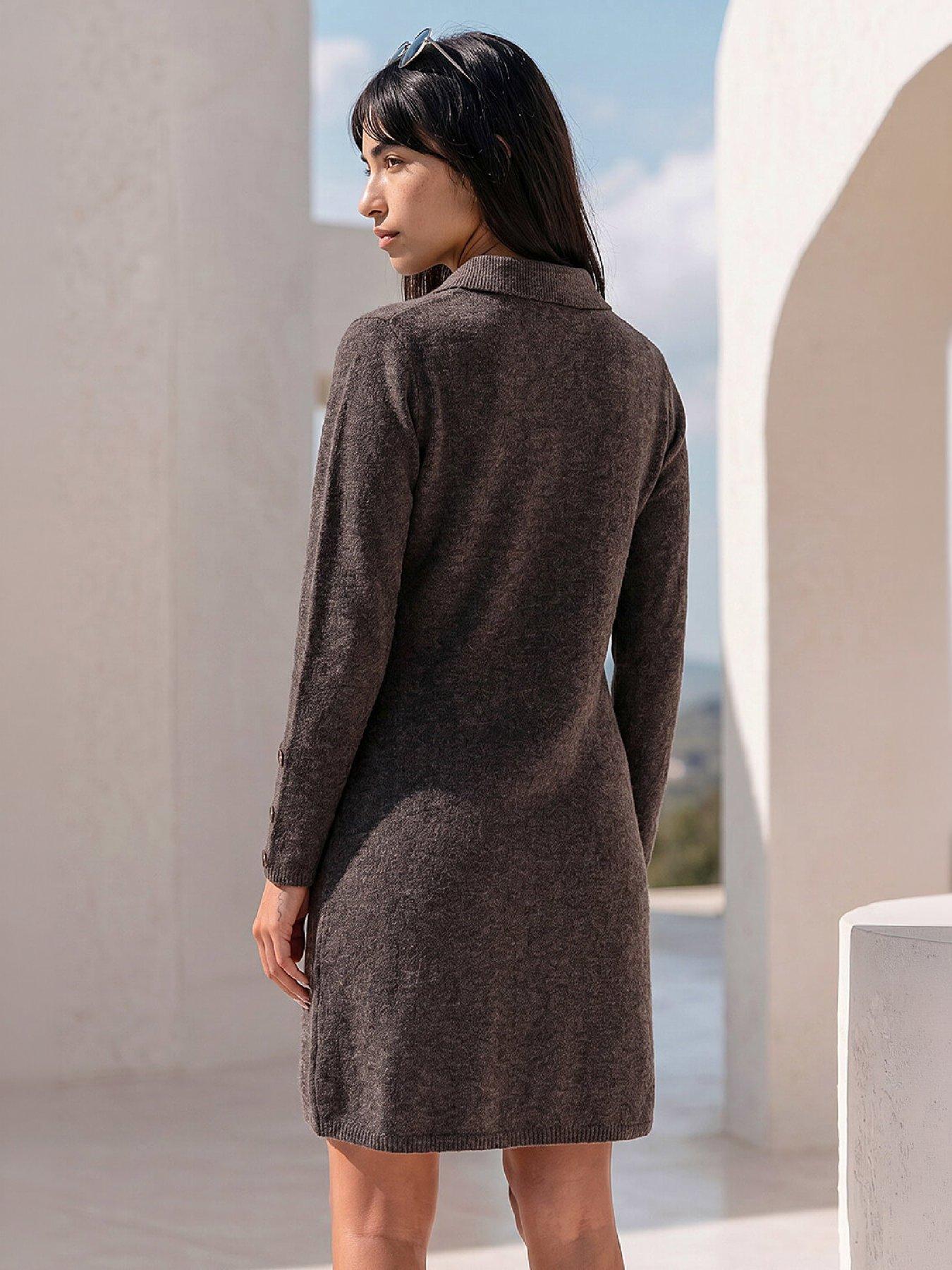Image 3 of 4 of Roman Petite Button Collar Knit Dress