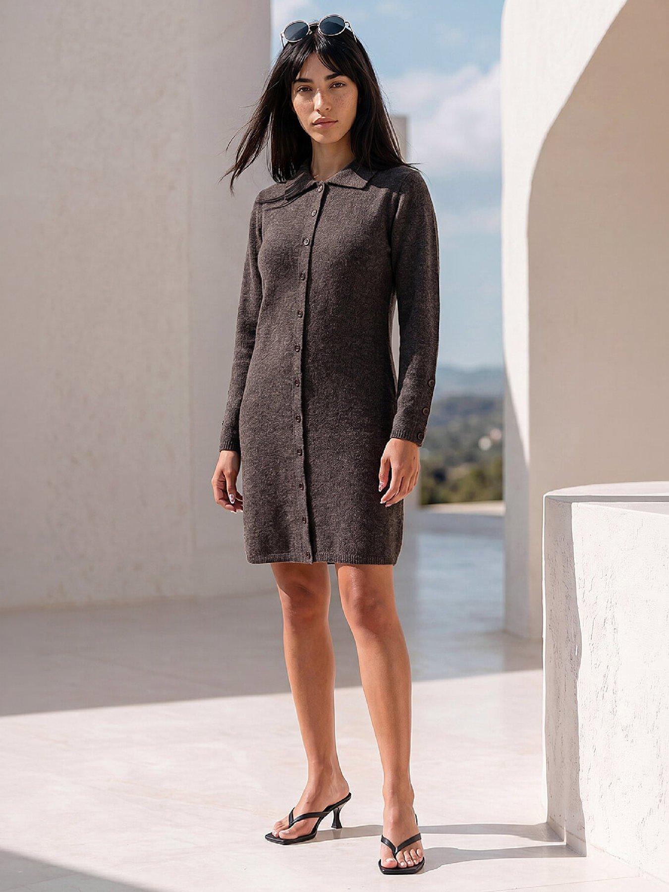 Image 4 of 4 of Roman Petite Button Collar Knit Dress