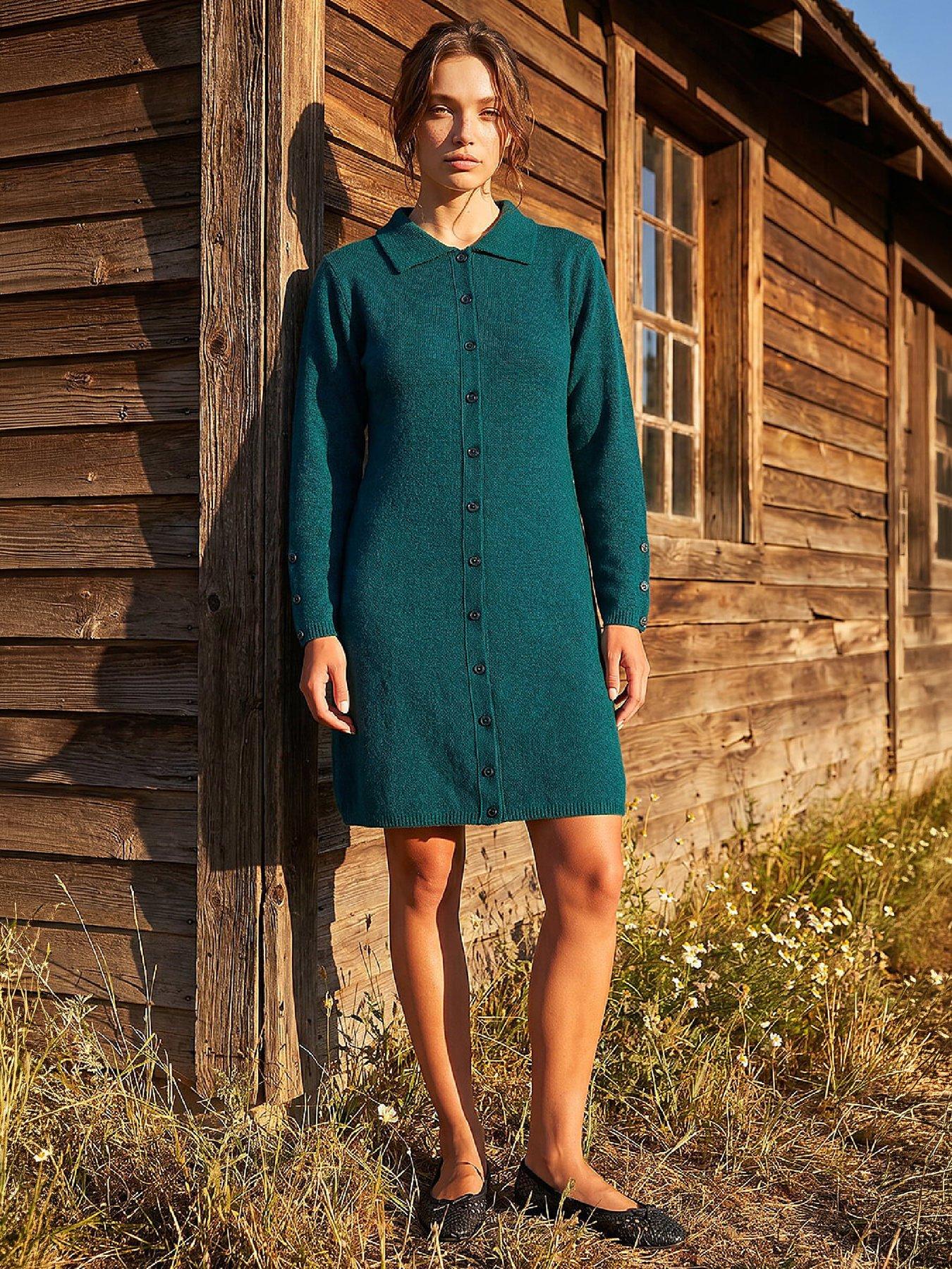 Image 4 of 4 of Roman Petite Button Collar Knit Dress