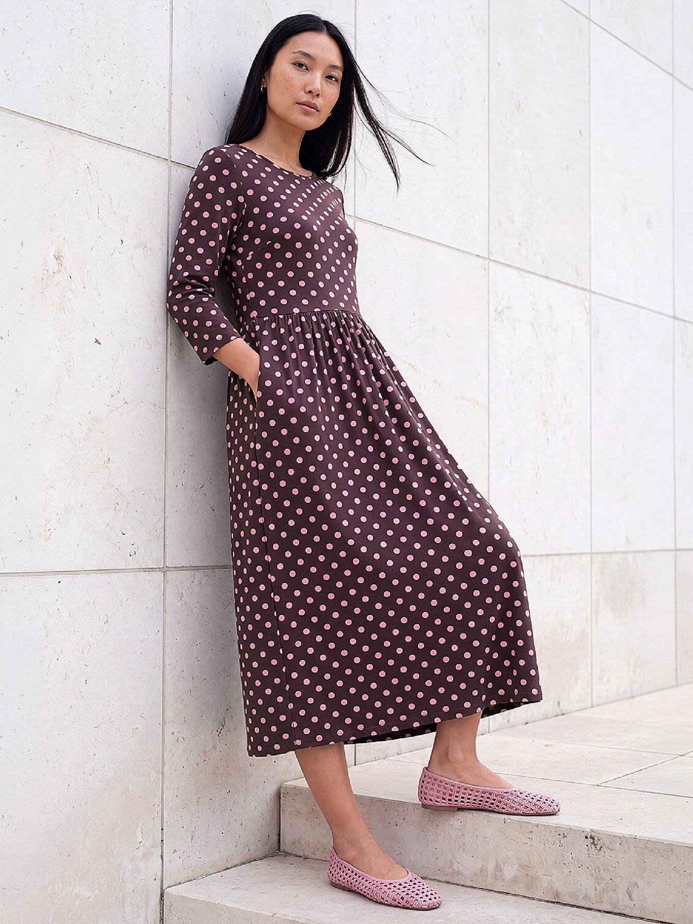 Image 1 of 4 of Roman Polka Dot Print Pocket Dress