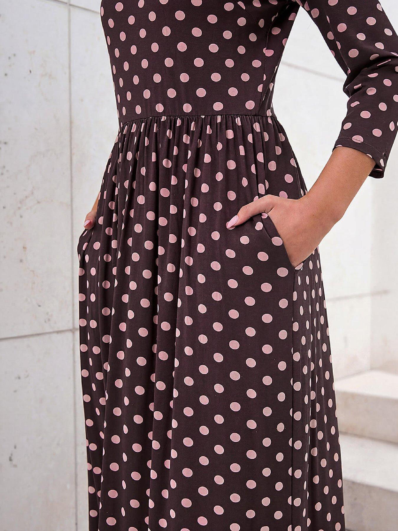 Image 2 of 4 of Roman Polka Dot Print Pocket Dress