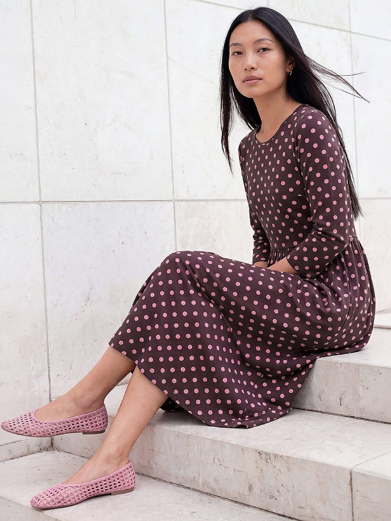Image 4 of 4 of Roman Polka Dot Print Pocket Dress