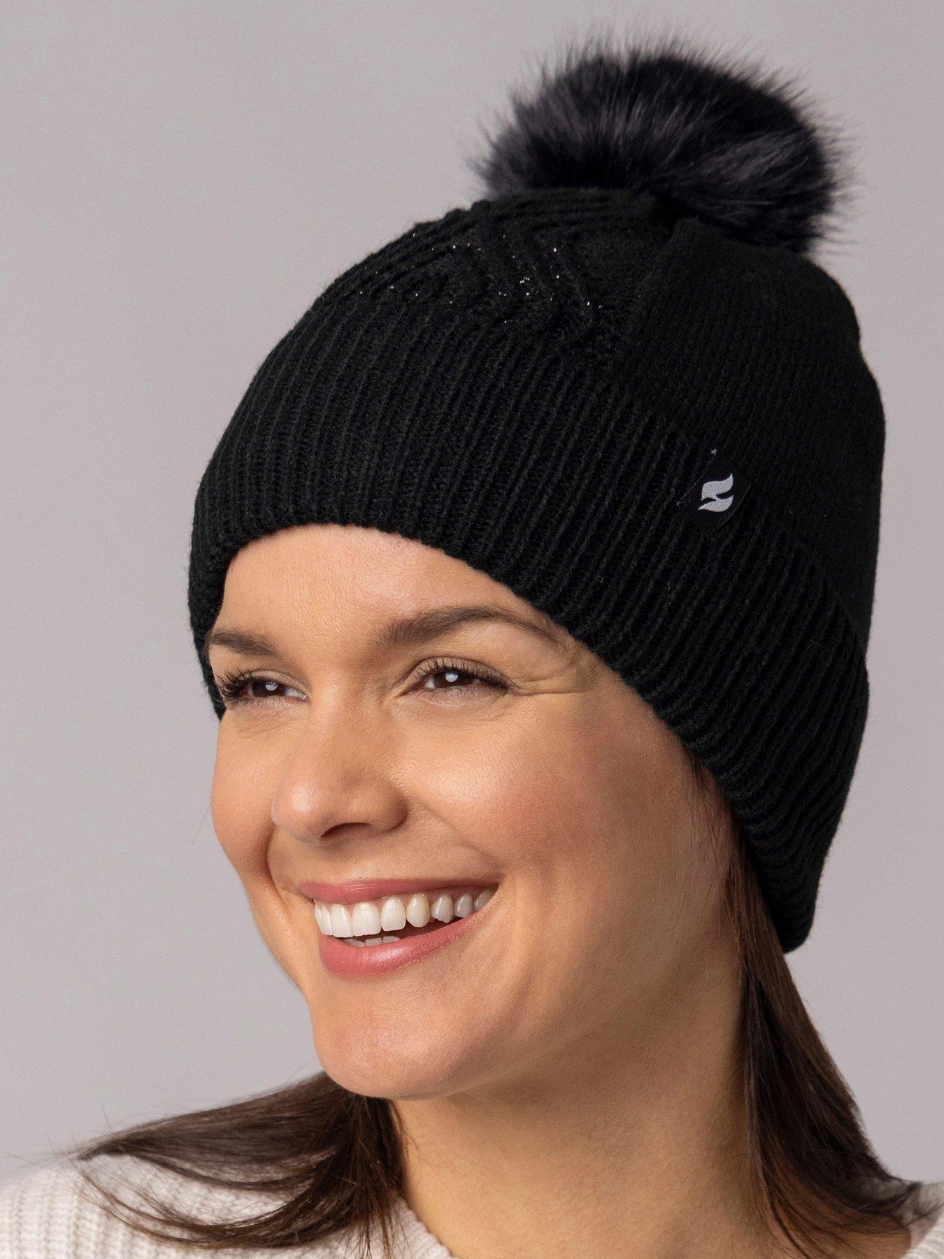 Image 1 of 4 of Heat Holders CENTRE CABLE HAT WITH LUREX - BLACK