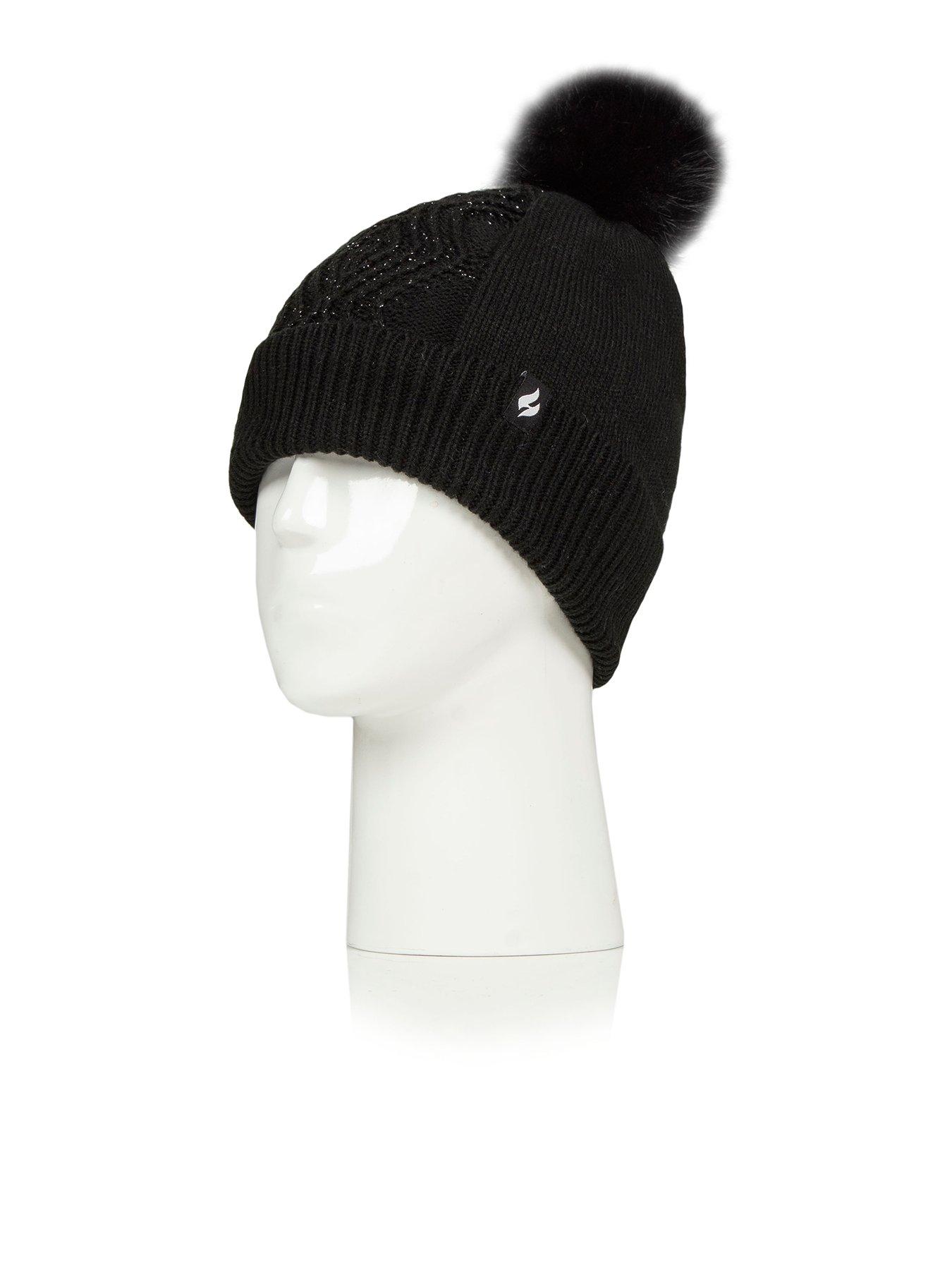 Image 2 of 4 of Heat Holders CENTRE CABLE HAT WITH LUREX - BLACK