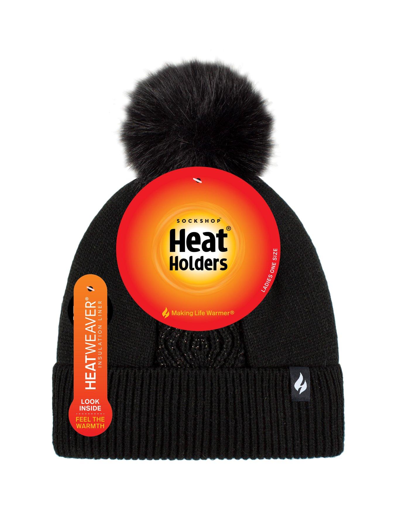 Image 4 of 4 of Heat Holders CENTRE CABLE HAT WITH LUREX - BLACK