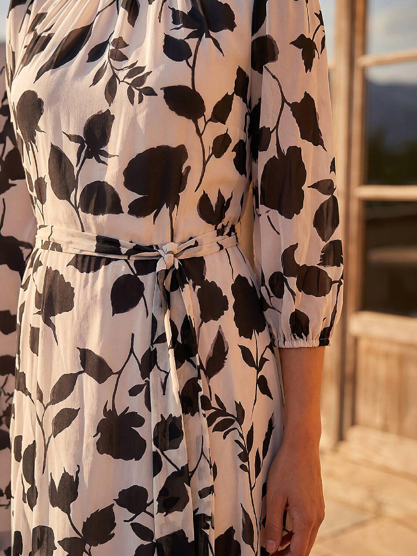 Image 2 of 4 of Roman Floral Pleated Midi Dress