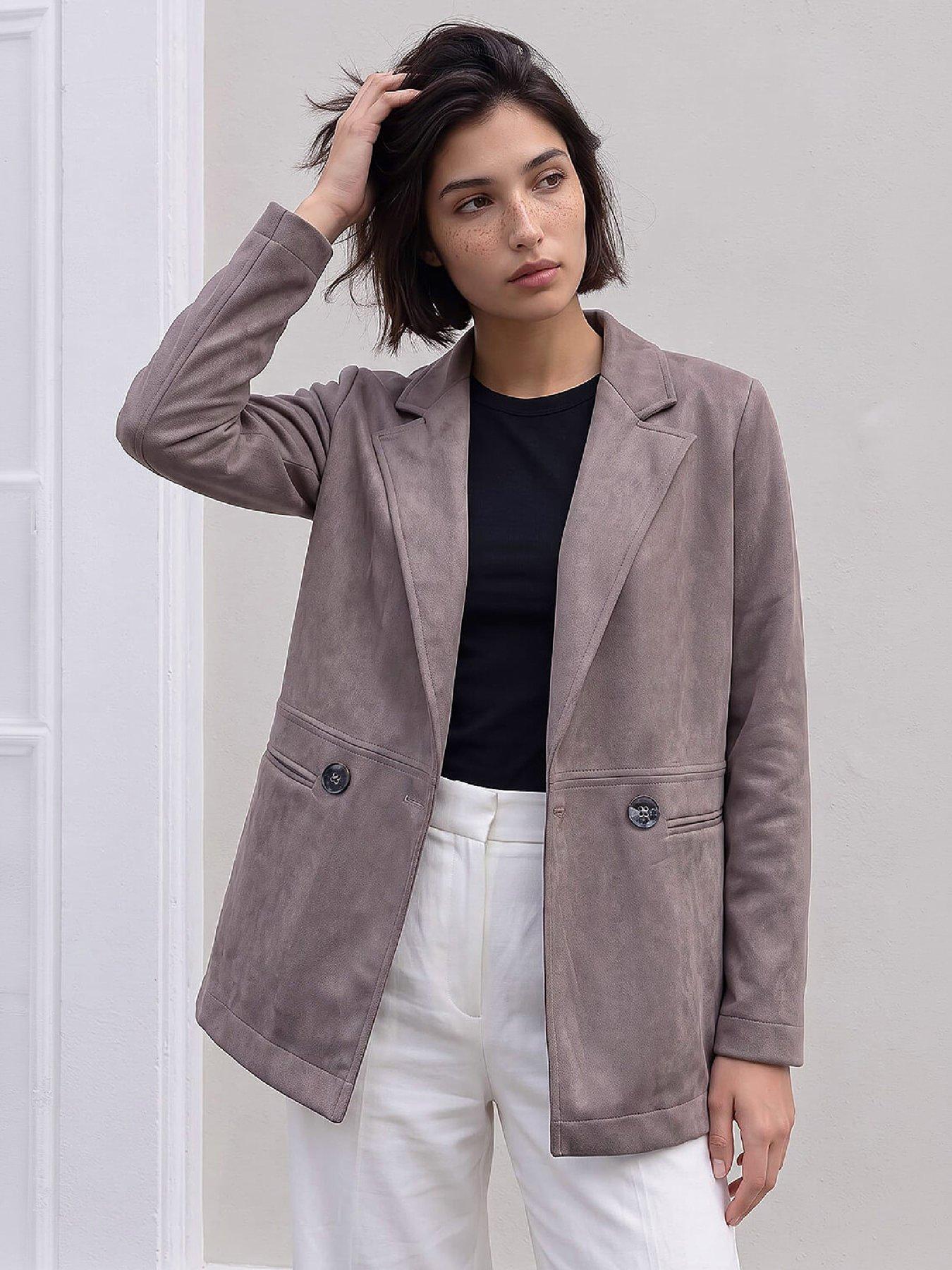 Image 1 of 4 of Roman Petite Faux Suede Jacket