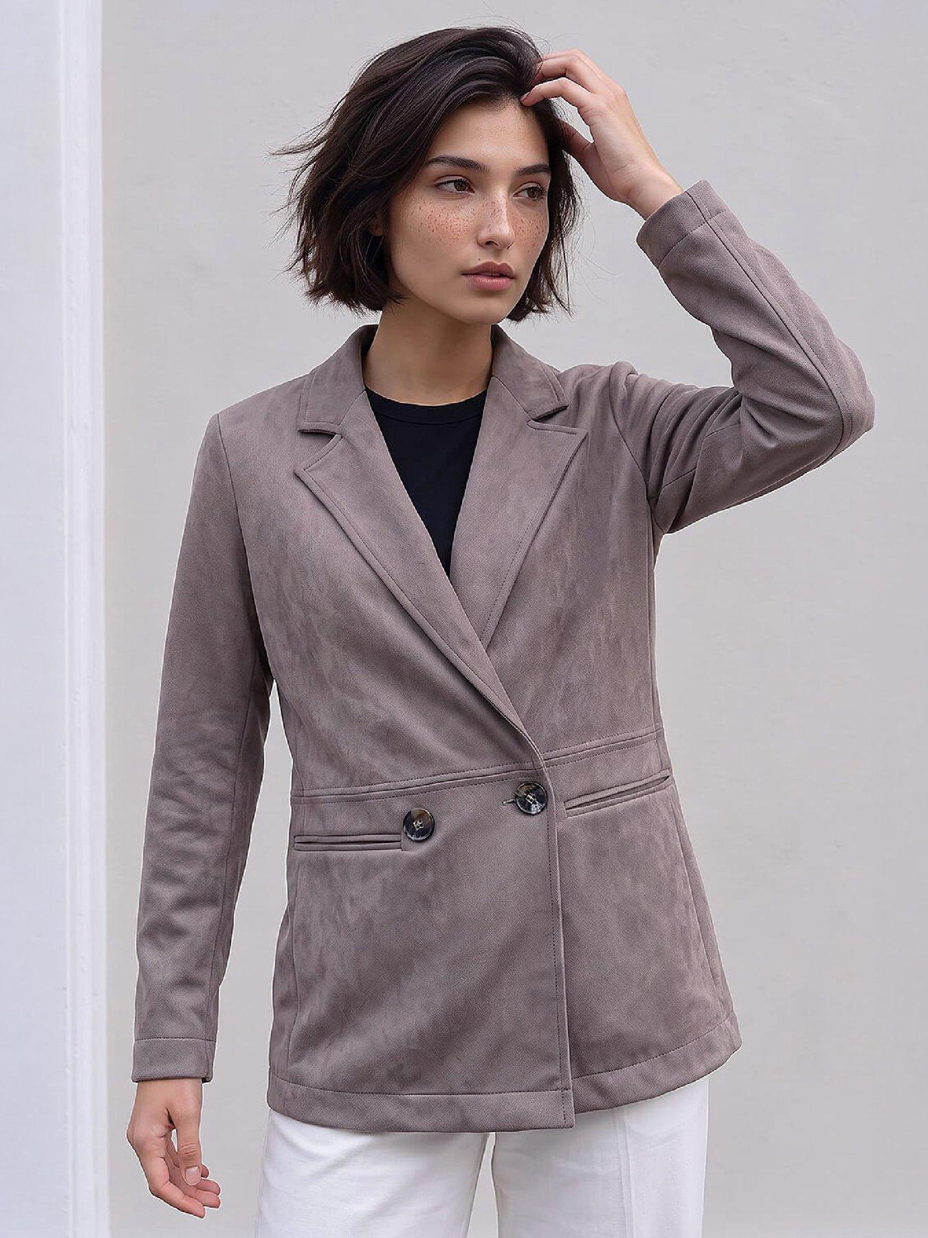 Image 4 of 4 of Roman Petite Faux Suede Jacket