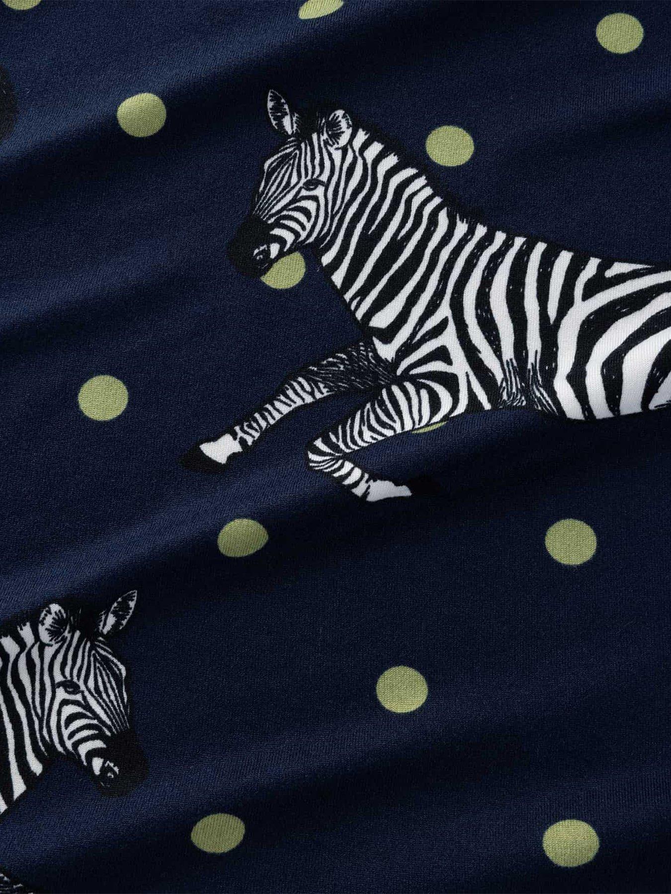 Image 6 of 6 of CHELSEA PEERS Polka Dot Zebra Print Long Pyjama Set - Navy