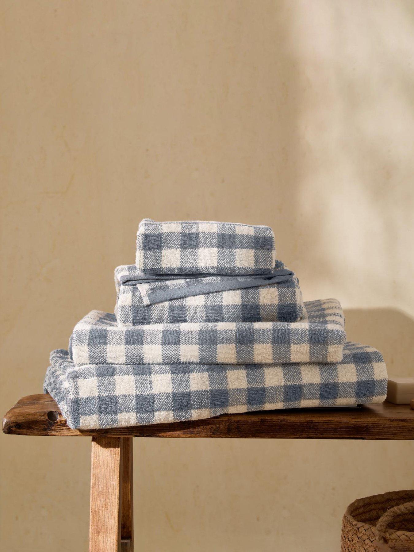Image 1 of 4 of Yard Barton Check Towel Collection Denim Blue
