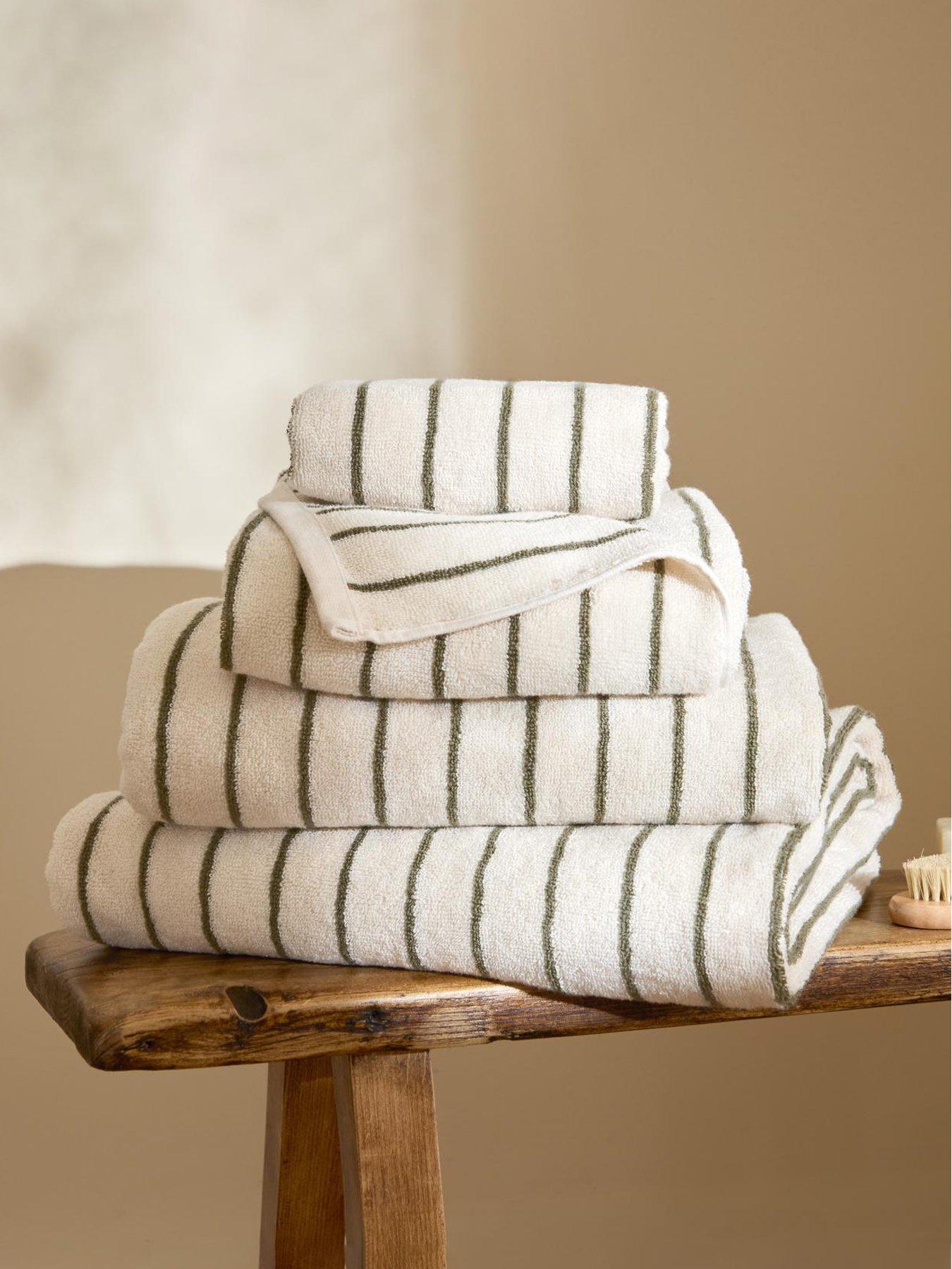 Image 1 of 4 of Yard Hebden Narrow Stripe Towel Collection Olive