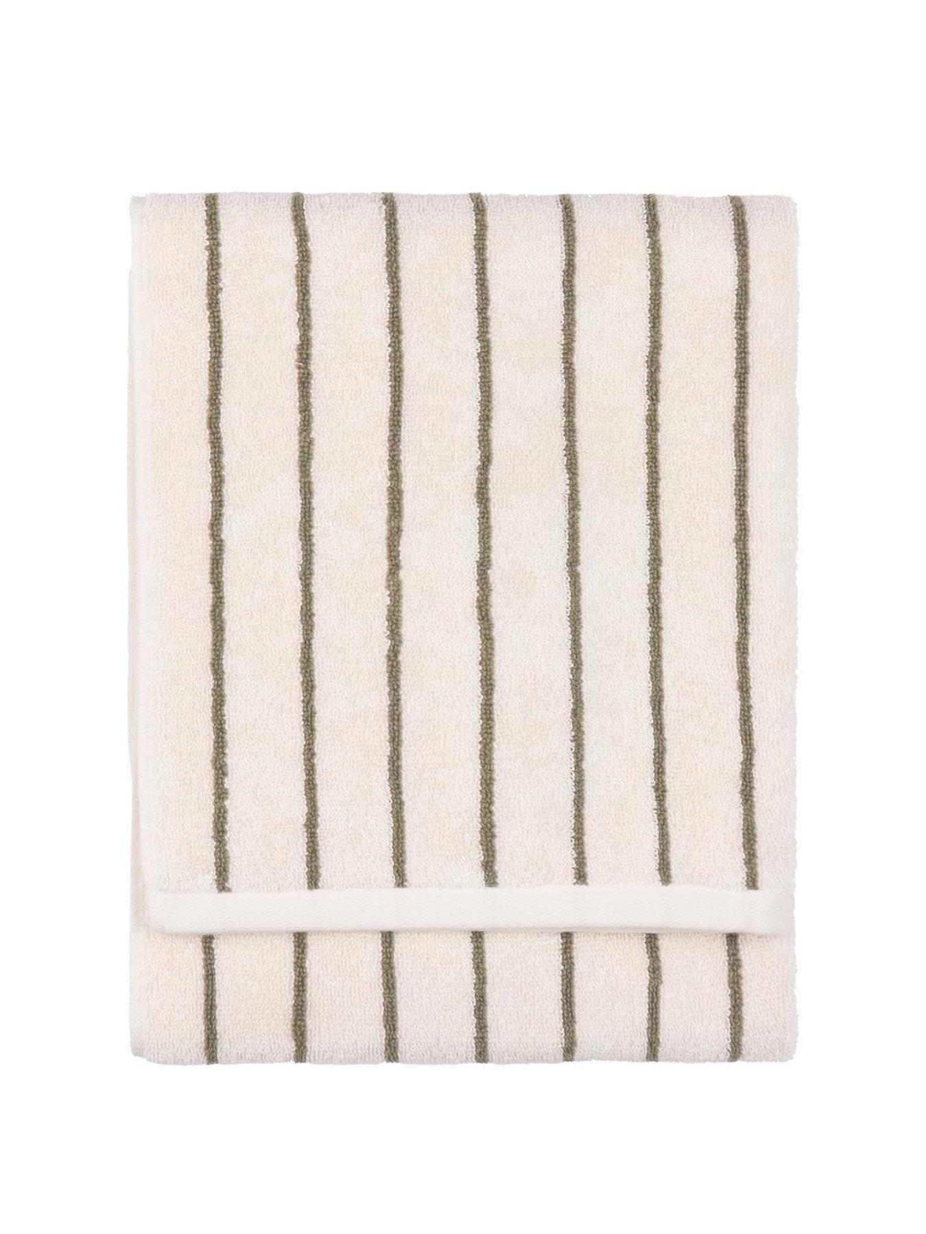 Image 2 of 4 of Yard Hebden Narrow Stripe Towel Collection Olive