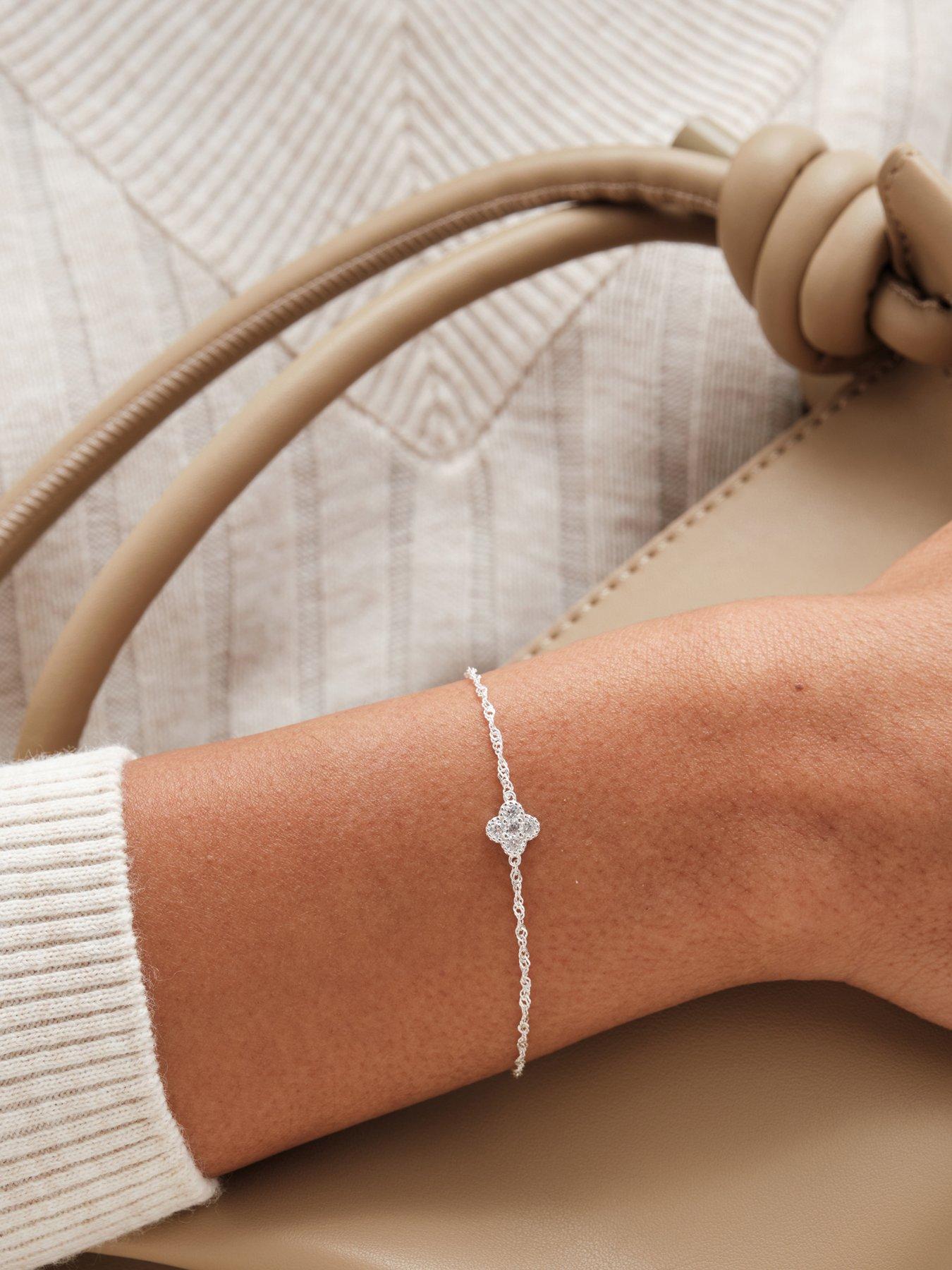 Image 2 of 3 of Simply Silver Simply Silver 925 Sterling Silver Cubic Zirconia Clover Bracelet - Gift Pouch