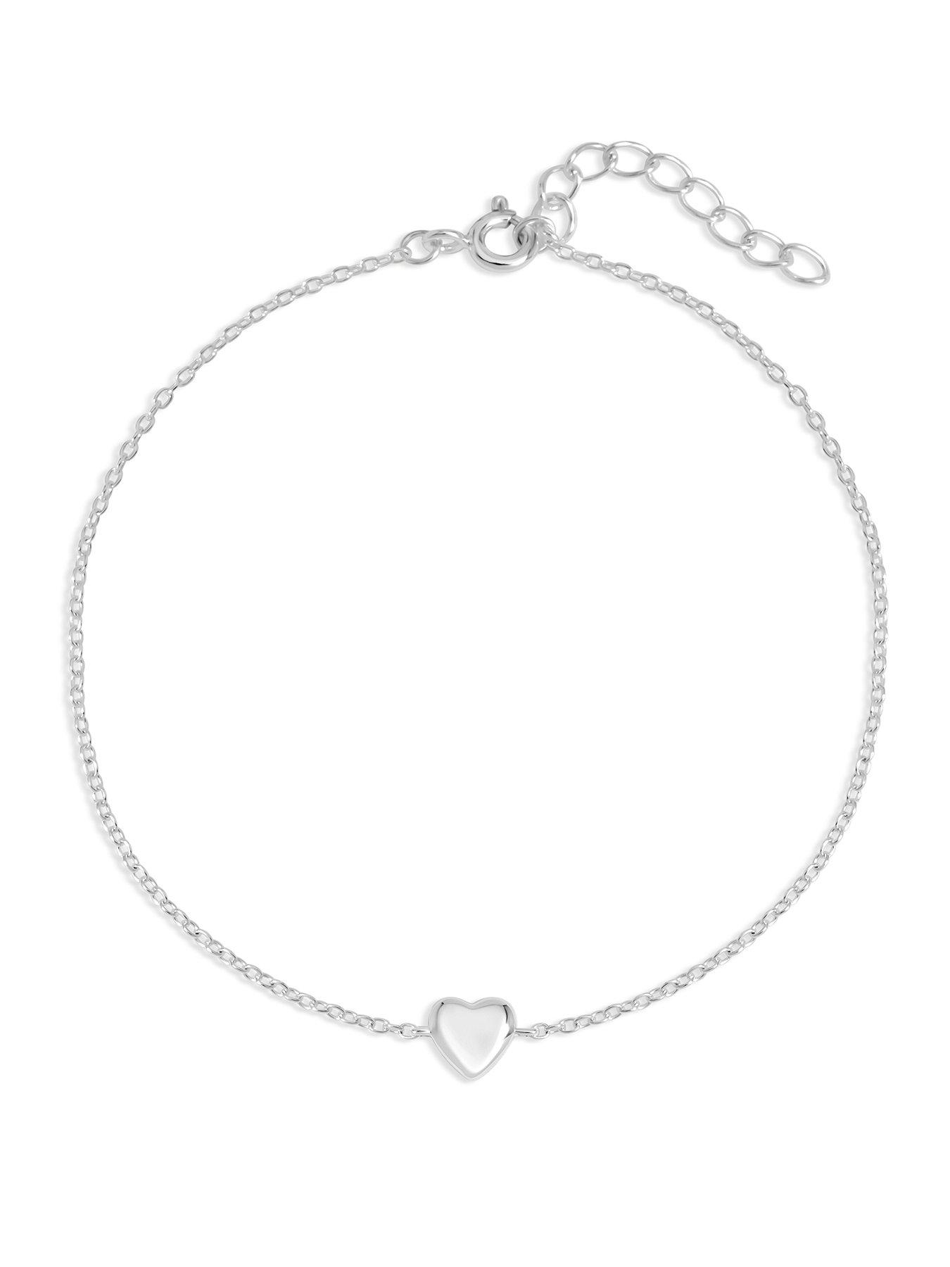 Simply Silver Simply Silver 925 Sterling Silver Fine Polished Heart Bracelet - Gift Pouch