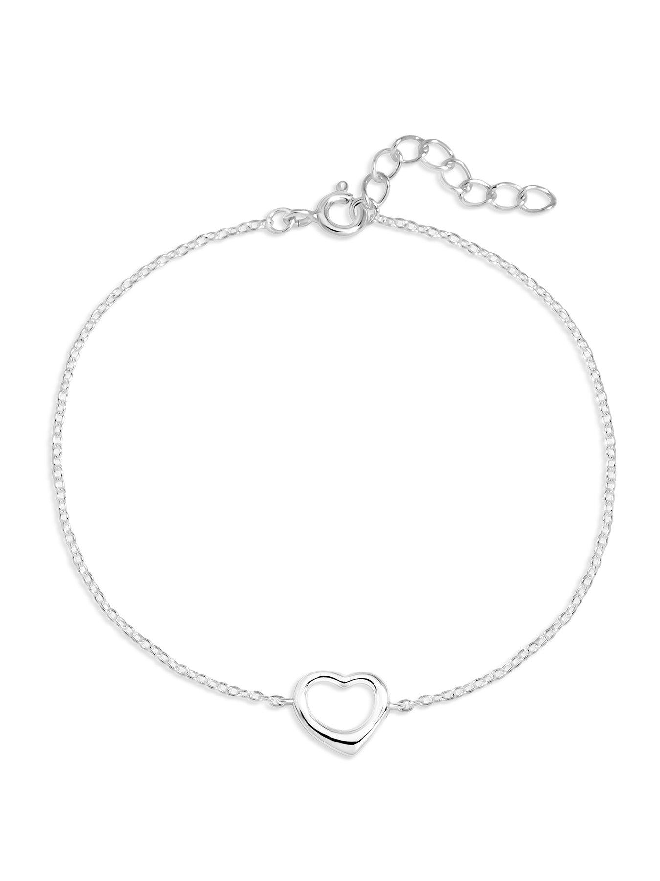 Simply Silver Simply Silver 925 Sterling Silver Open Heart Bracelet - Gift Pouch