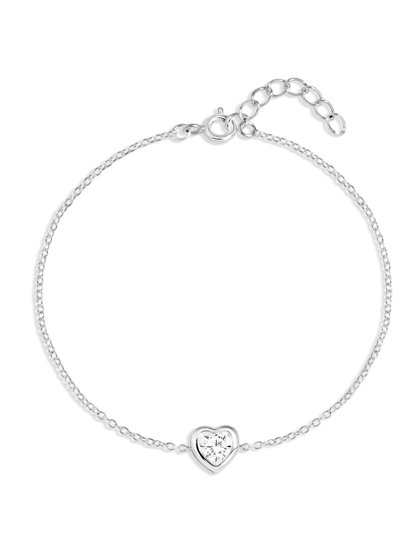 Simply Silver Simply Silver 925 Sterling Silver Bezel Heart Bracelet - Gift Pouch