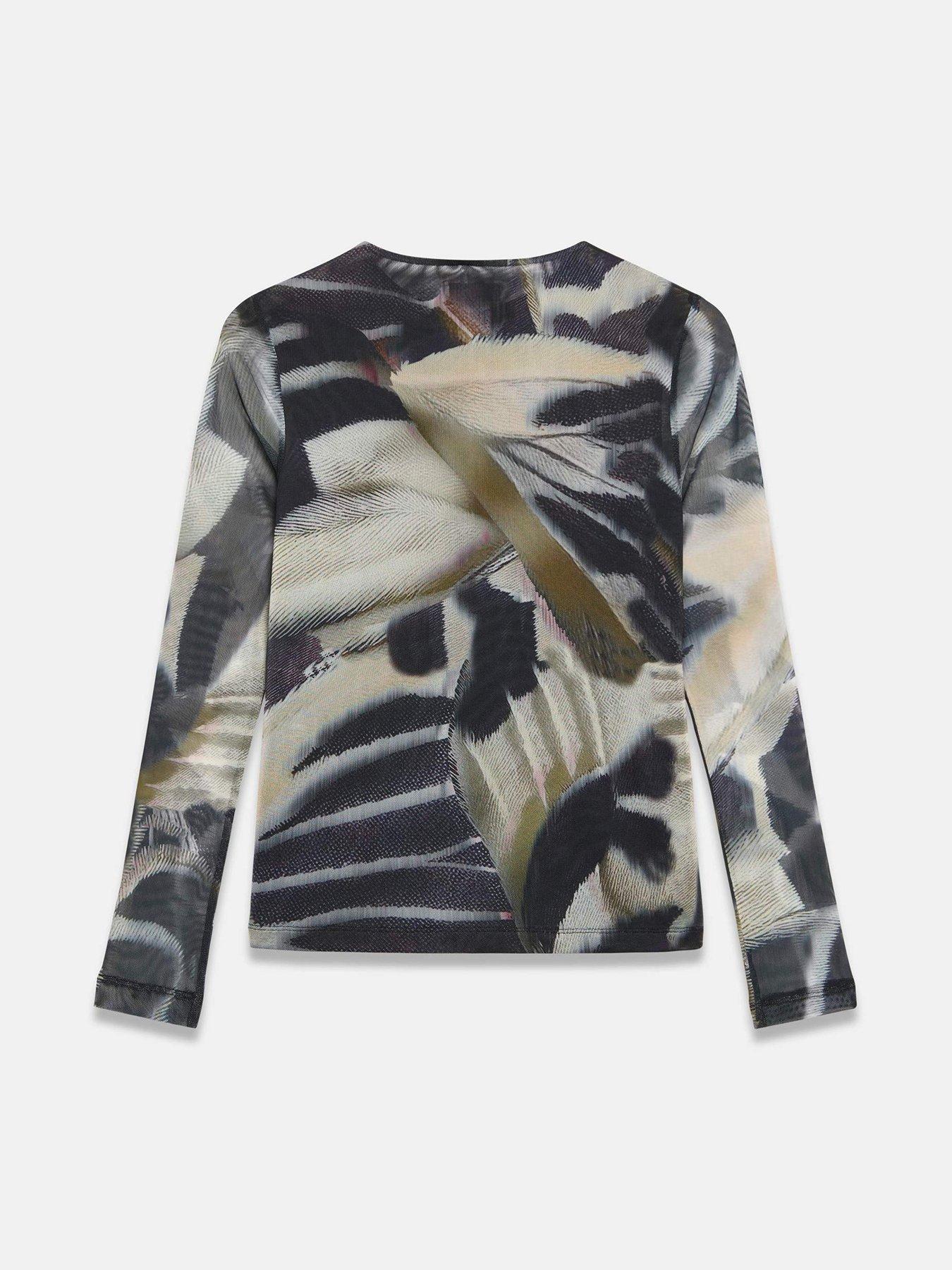 Image 6 of 6 of Mint Velvet Abstract Print Mesh Zip Top