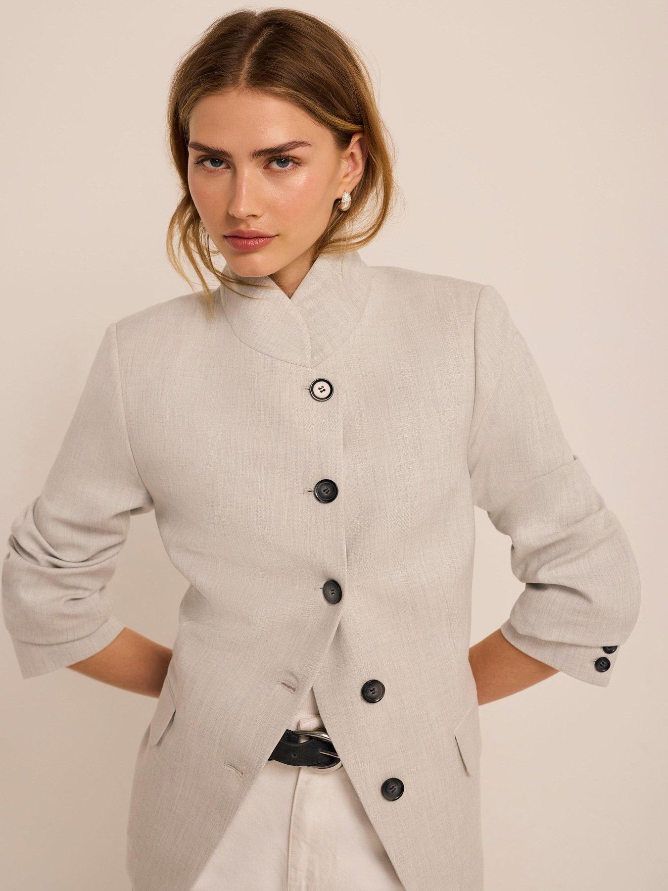 Image 3 of 6 of Mint Velvet Silver Grey High Neck Blazer