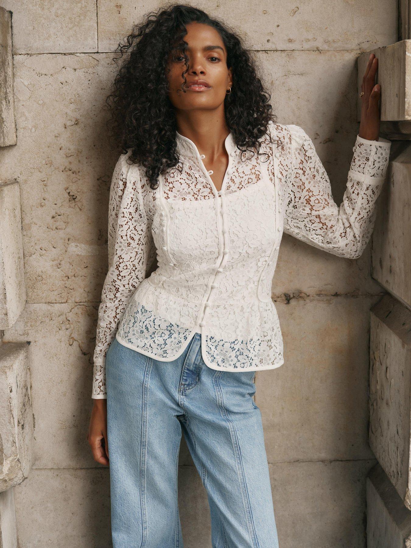 Image 2 of 6 of Mint Velvet Ivory Lace Blouse