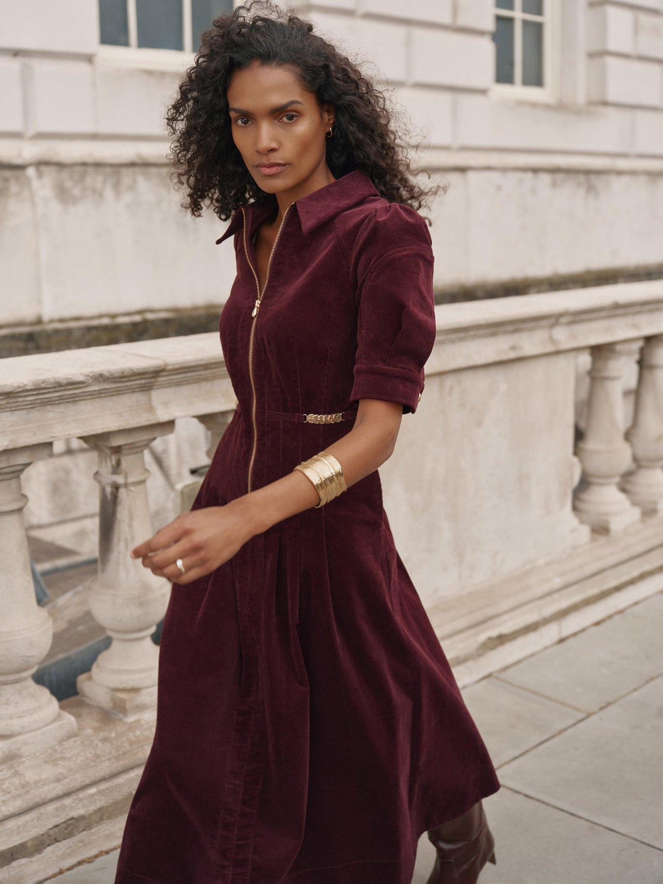 Image 4 of 6 of Mint Velvet Burgundy Cord Maxi Dress