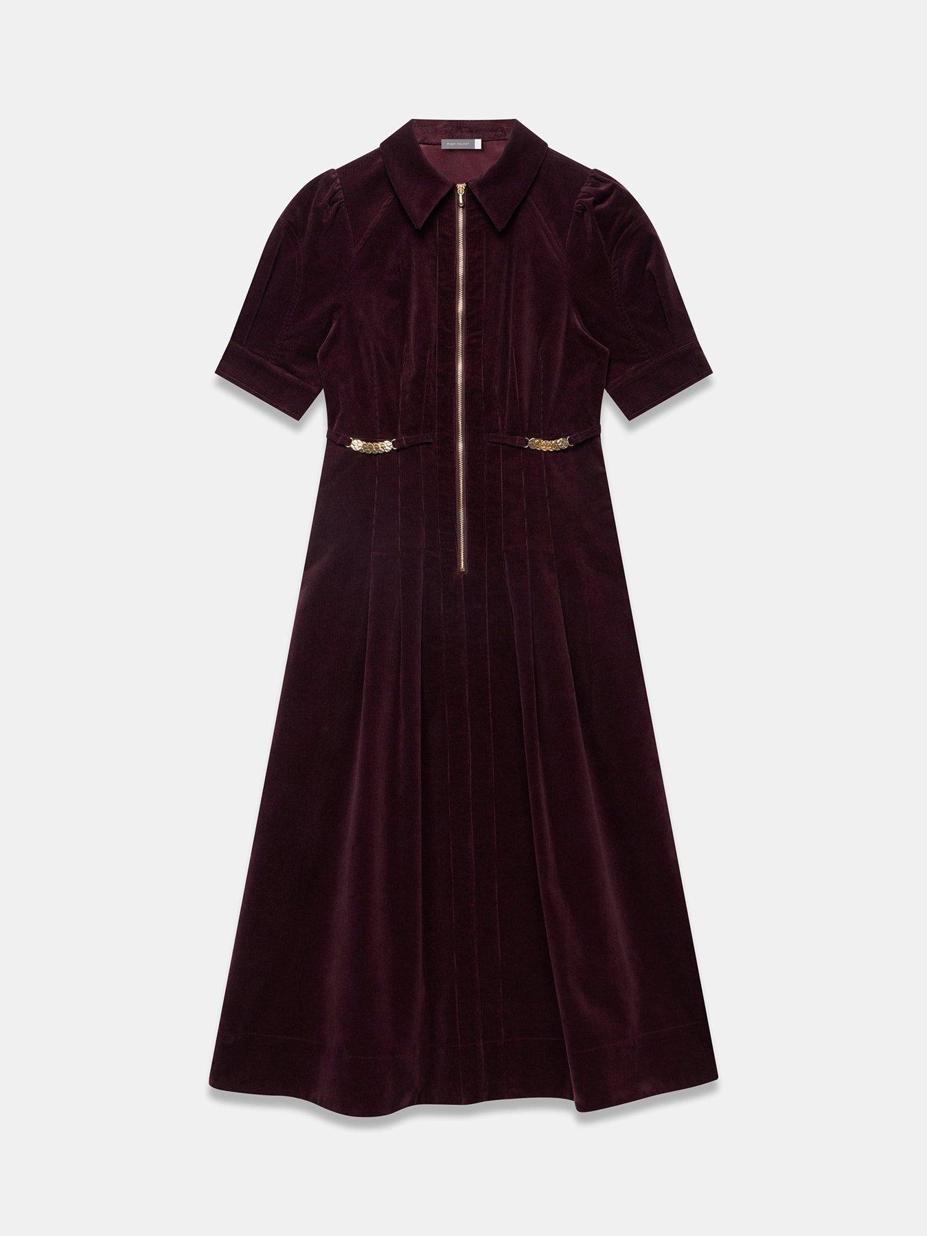 Image 5 of 6 of Mint Velvet Burgundy Cord Maxi Dress