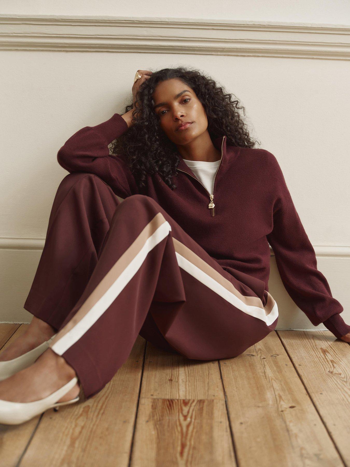 Mint Velvet Burgundy Zip Through Knit Top