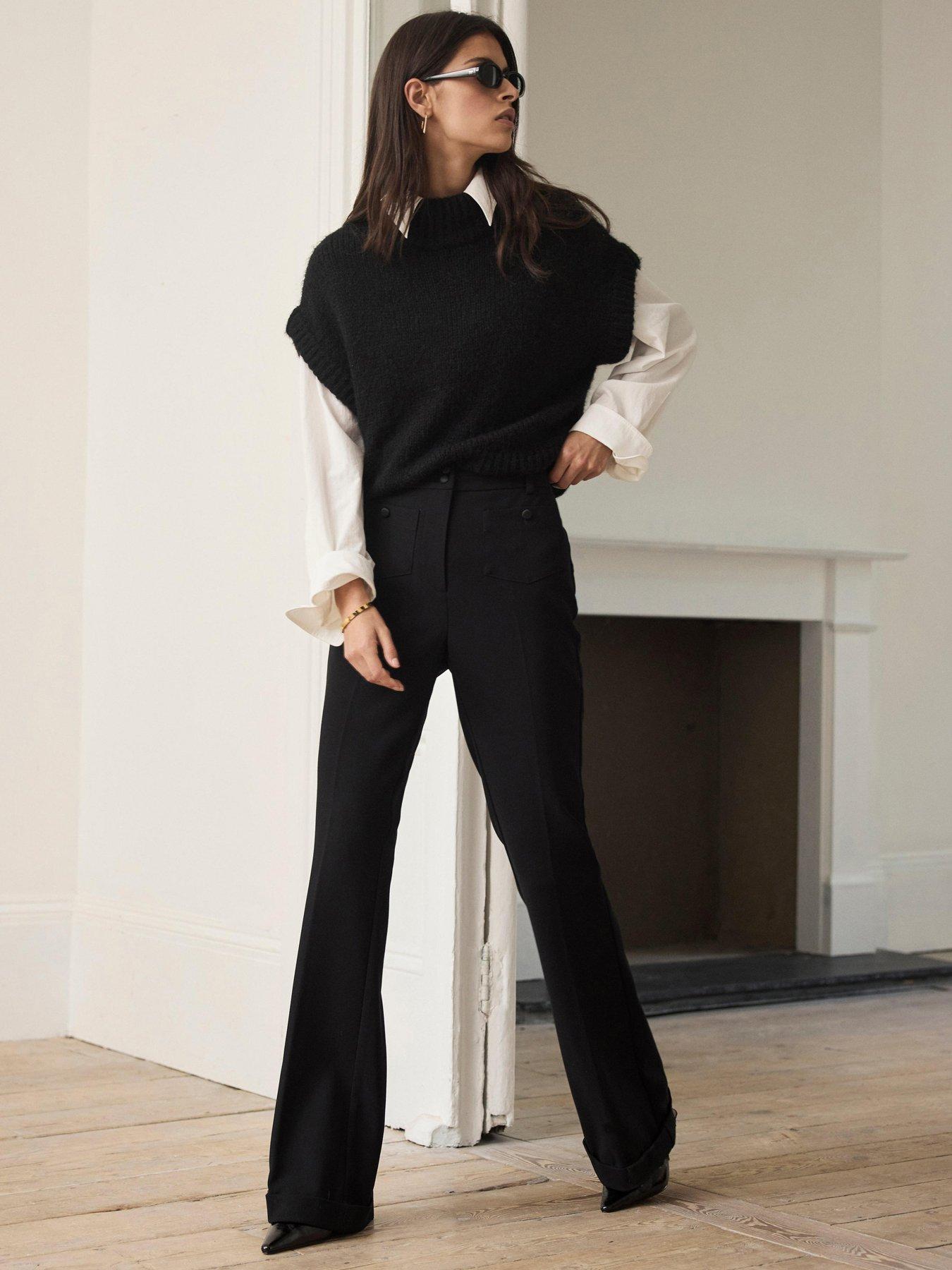 Mint Velvet Patch Pocket Flare Pants - Black