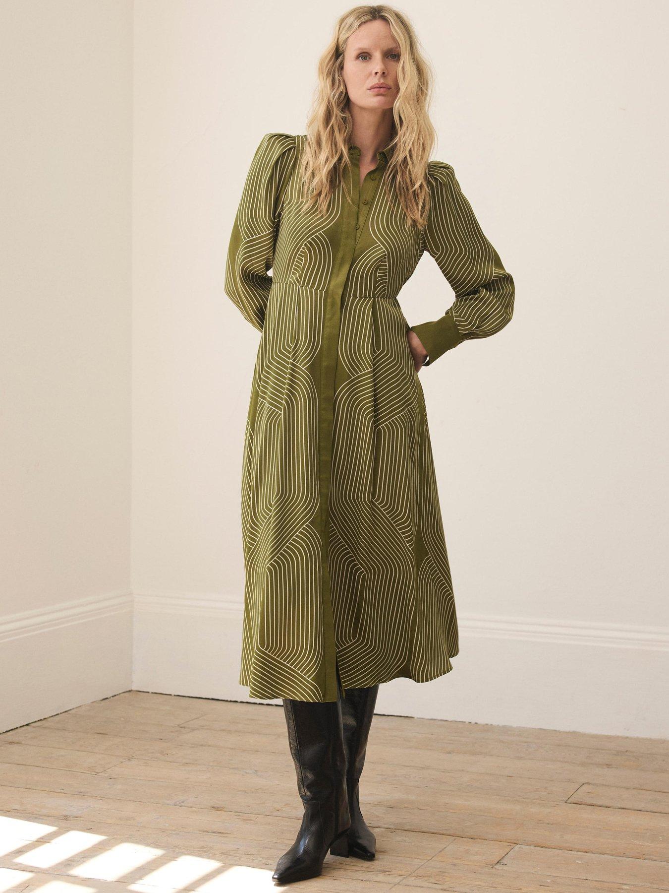 Mint Velvet Olive Printed Shirt Dress