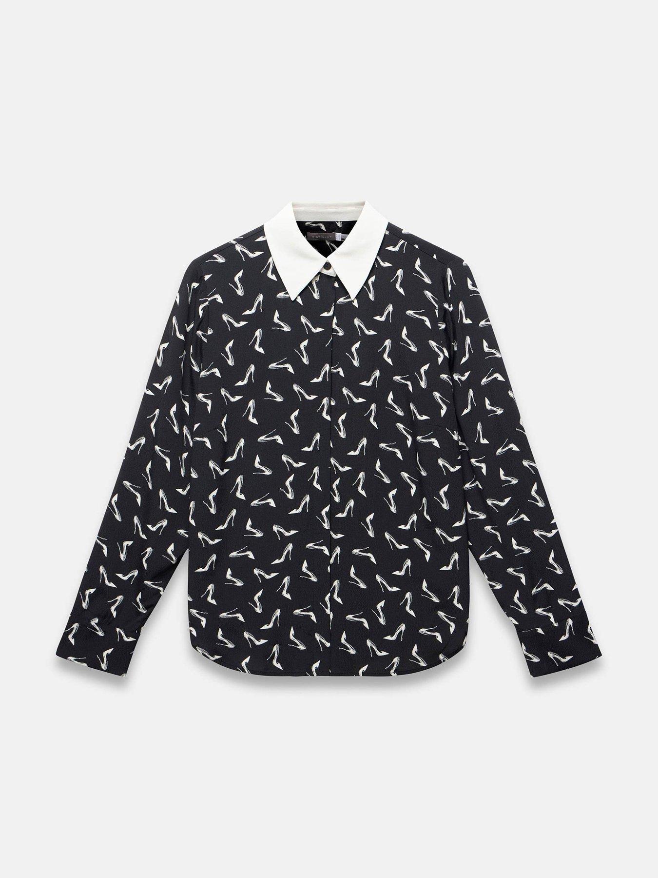 Image 5 of 6 of Mint Velvet Black Stiletto Print Shirt