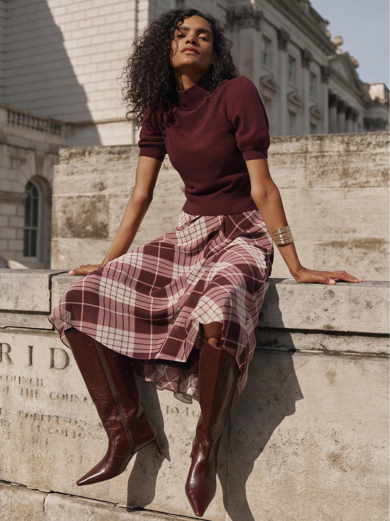 Image 2 of 6 of Mint Velvet Check Layered Midi Dress