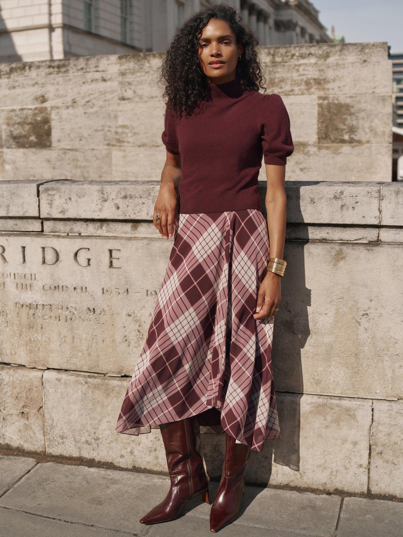 Image 3 of 6 of Mint Velvet Check Layered Midi Dress