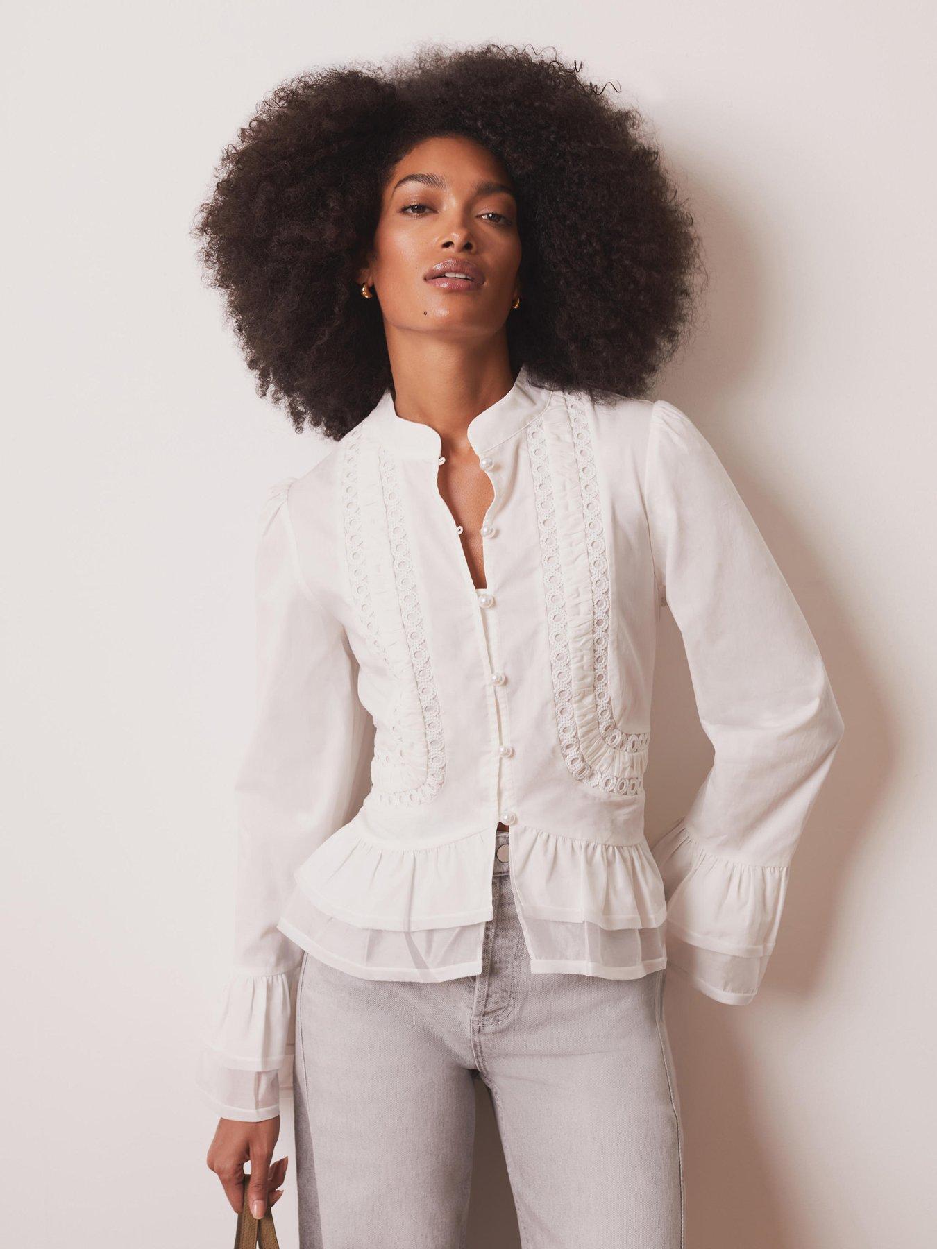 Mint Velvet Ivory Lace Ruffle Blouse