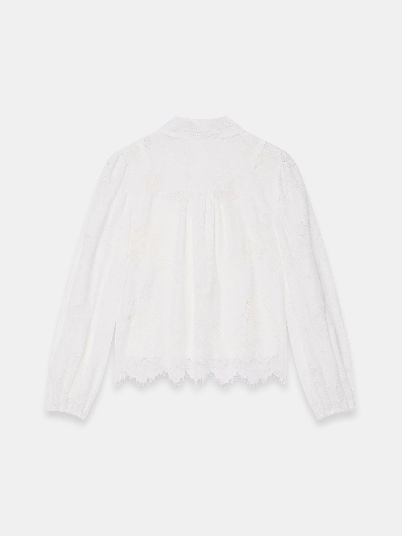 Image 6 of 6 of Mint Velvet Ivory Lace Pussybow Blouse