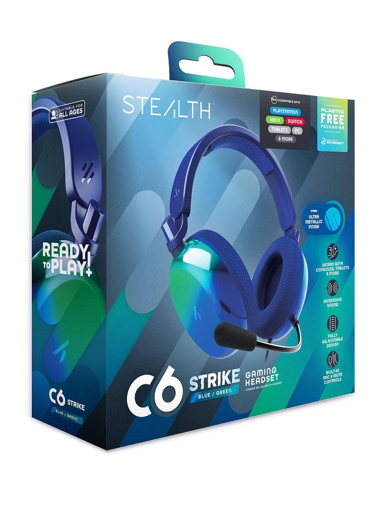 Image 2 of 7 of Stealth C6 STRIKE Gaming Headset for PS, XBOX, Switch, PC, Mobile and Tablet - Green/Blue