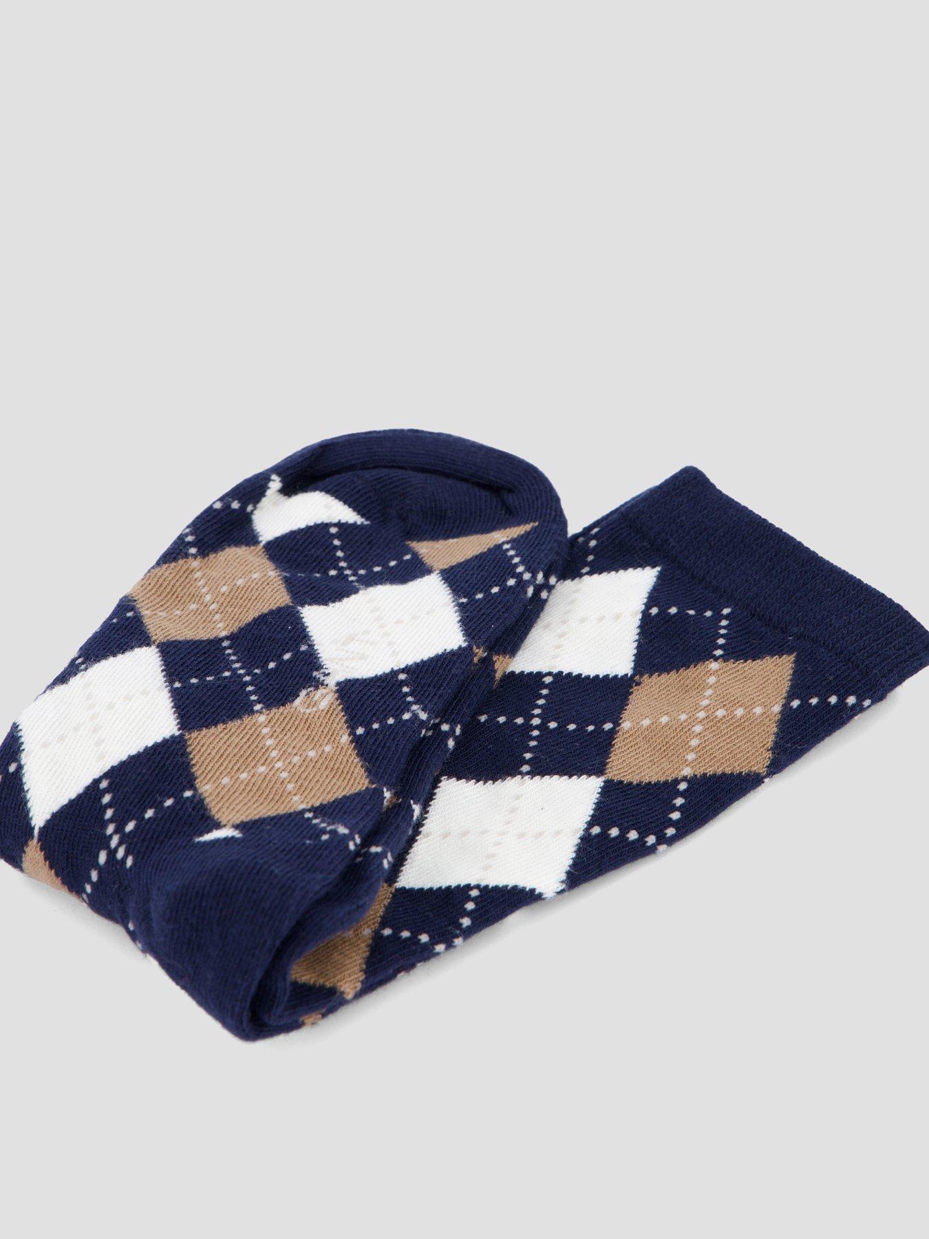 Image 3 of 4 of GANT Womens Cotton-Rich Stretch Argyle Crew Socks - Blue