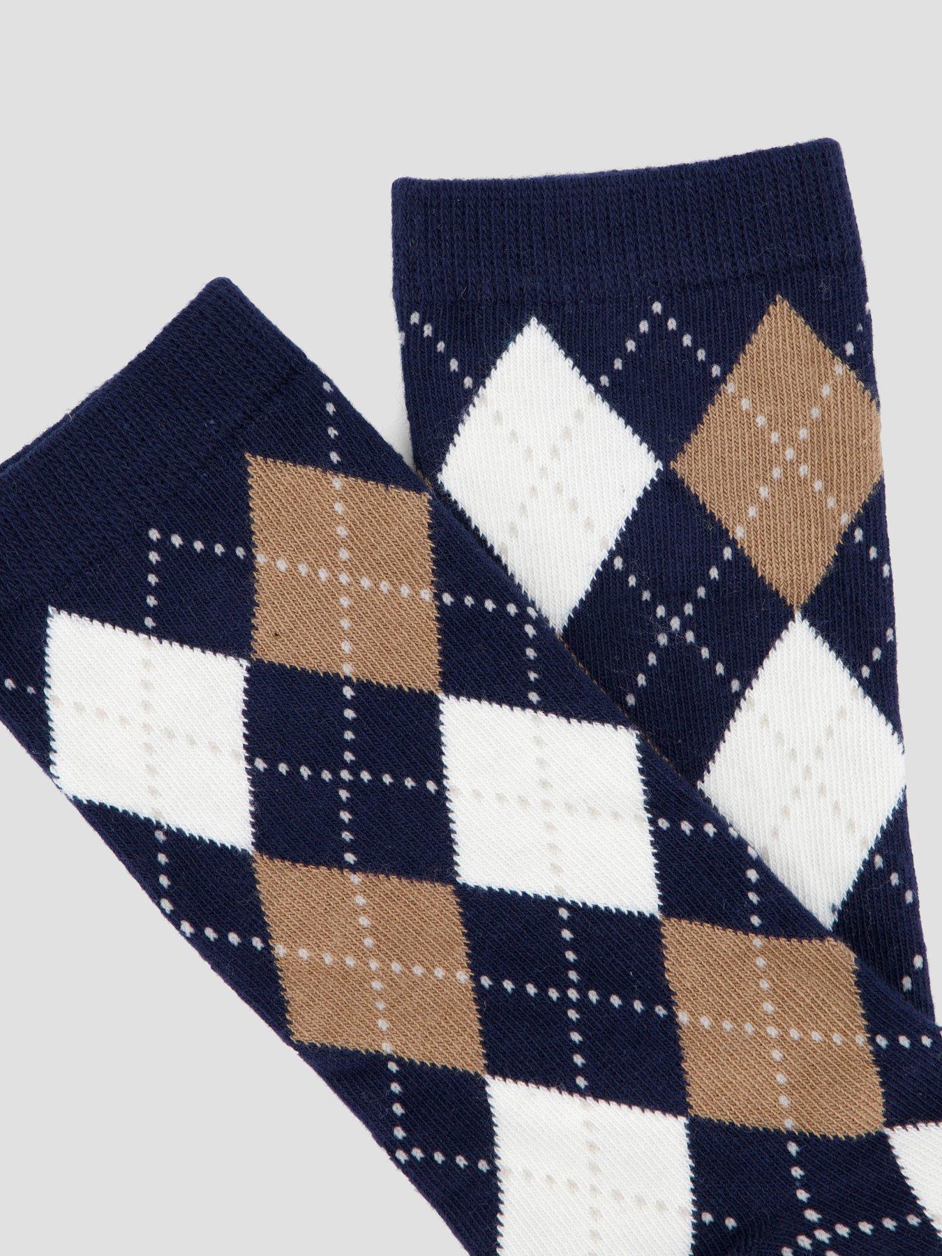 Image 4 of 4 of GANT Womens Cotton-Rich Stretch Argyle Crew Socks - Blue
