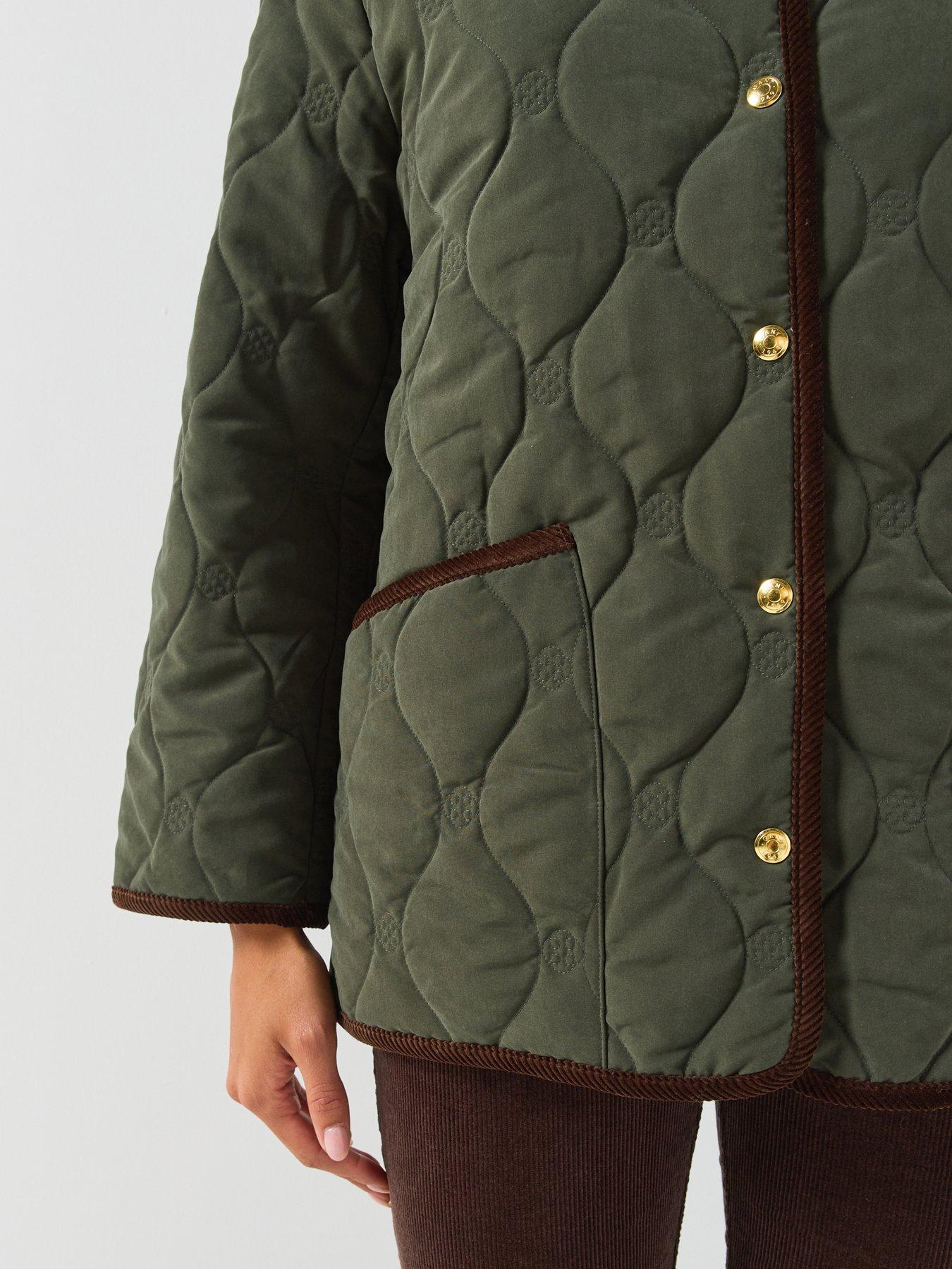 Image 6 of 6 of GANT Womens Monogram Quilted Cord Collar Jacket - Green