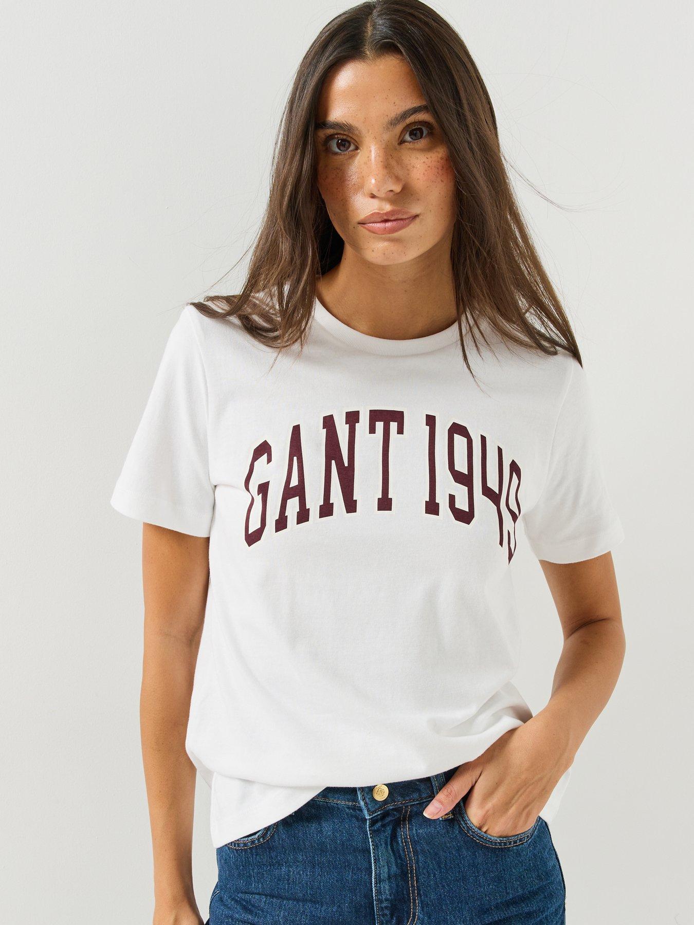 Image 4 of 5 of GANT Womens GANT 1949 Graphic Regular Fit T-Shirt - White
