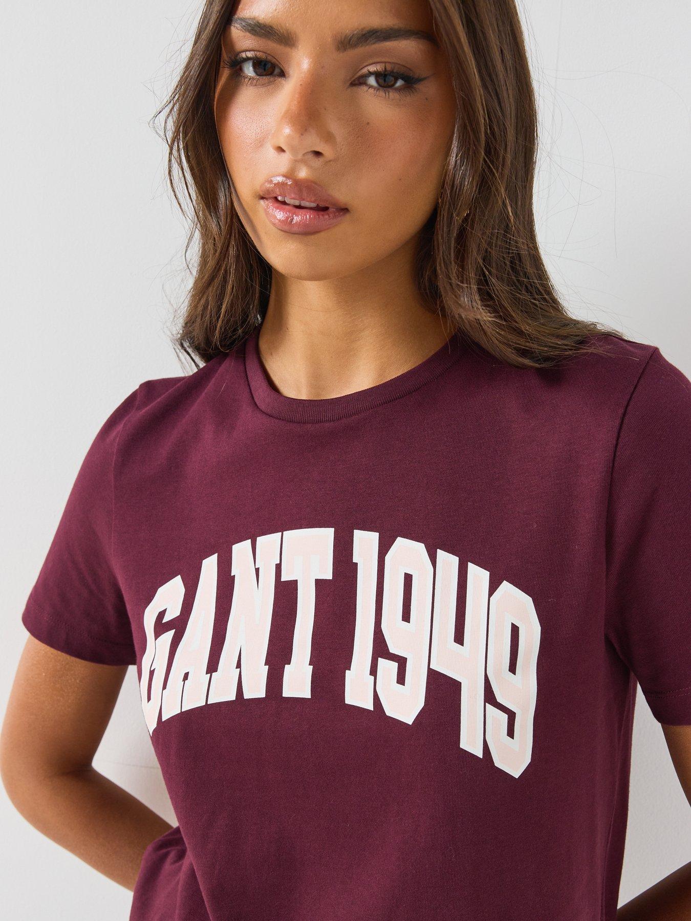 Image 5 of 5 of GANT Womens Regular Graphic Crew Neck T-Shirt - Red