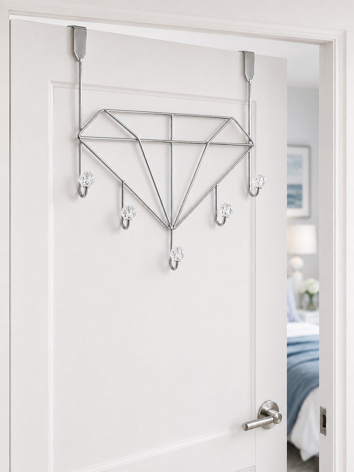 Image 1 of 3 of Showerdrape Showerdrape Diamonds Embellished Over Door Storage Hooks Chrome