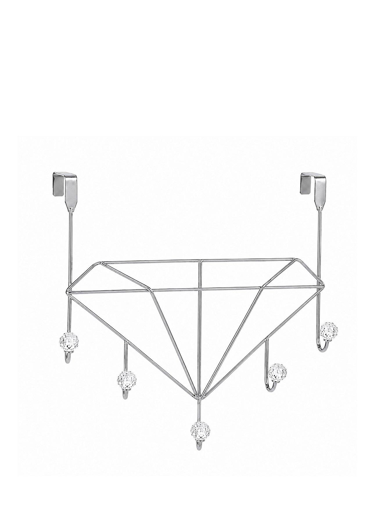 Image 2 of 3 of Showerdrape Showerdrape Diamonds Embellished Over Door Storage Hooks Chrome