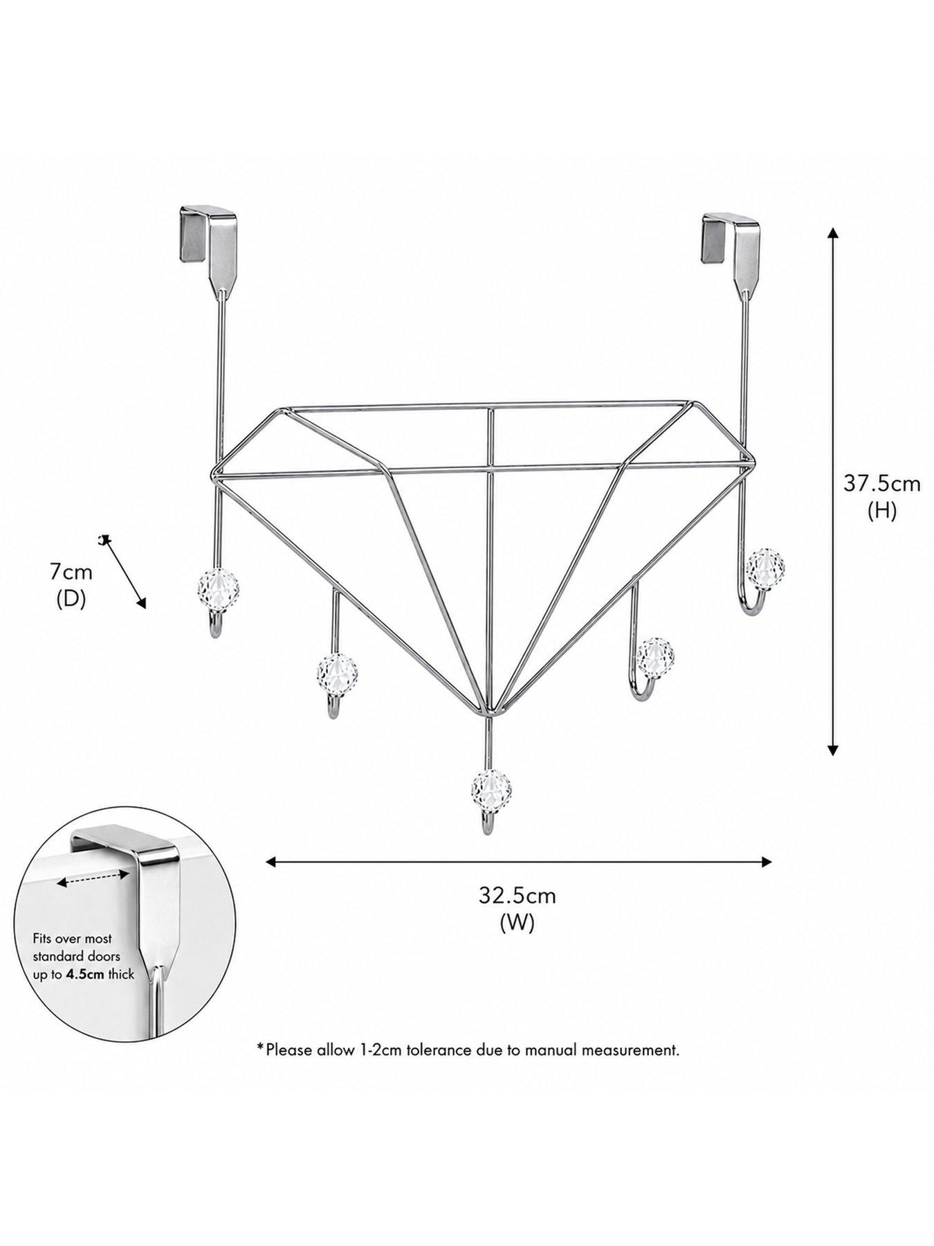 Image 3 of 3 of Showerdrape Showerdrape Diamonds Embellished Over Door Storage Hooks Chrome