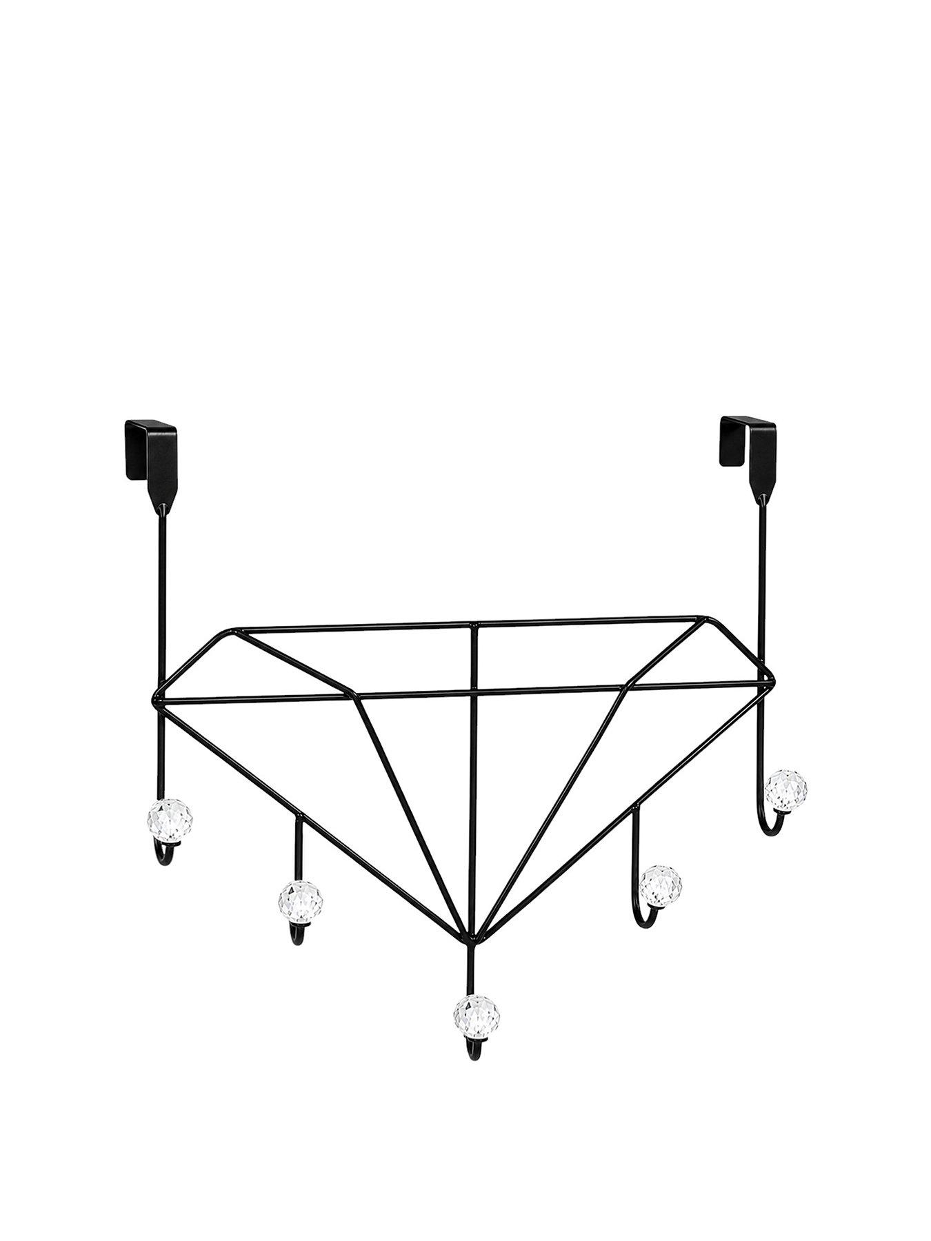 Image 2 of 3 of Showerdrape Showerdrape Diamonds Embellished Over Door Storage Hooks Black