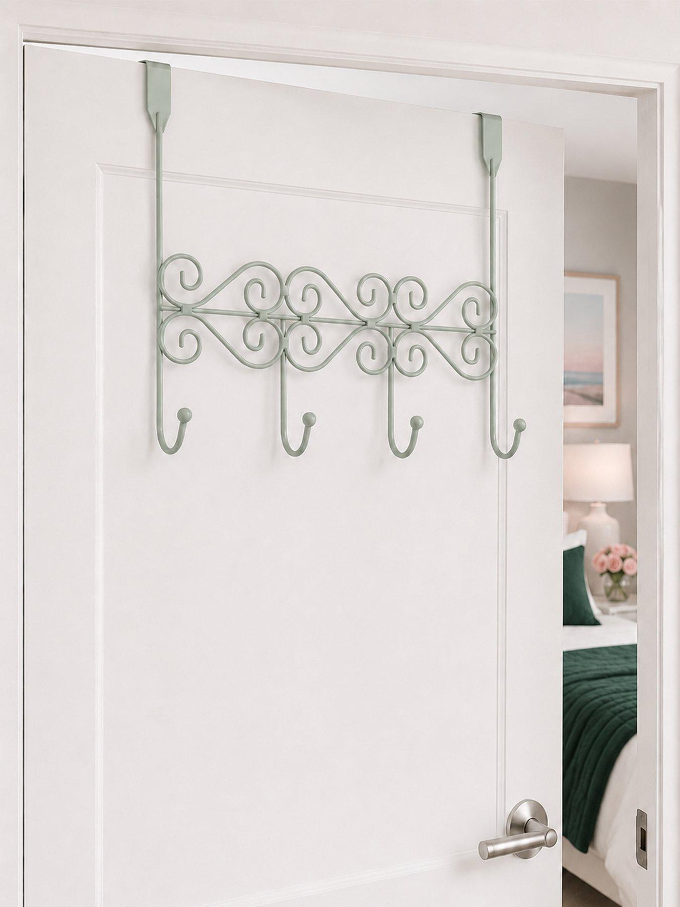 Image 1 of 3 of Showerdrape Showerdrape Swirls Sage Green Over Door Storage Hooks