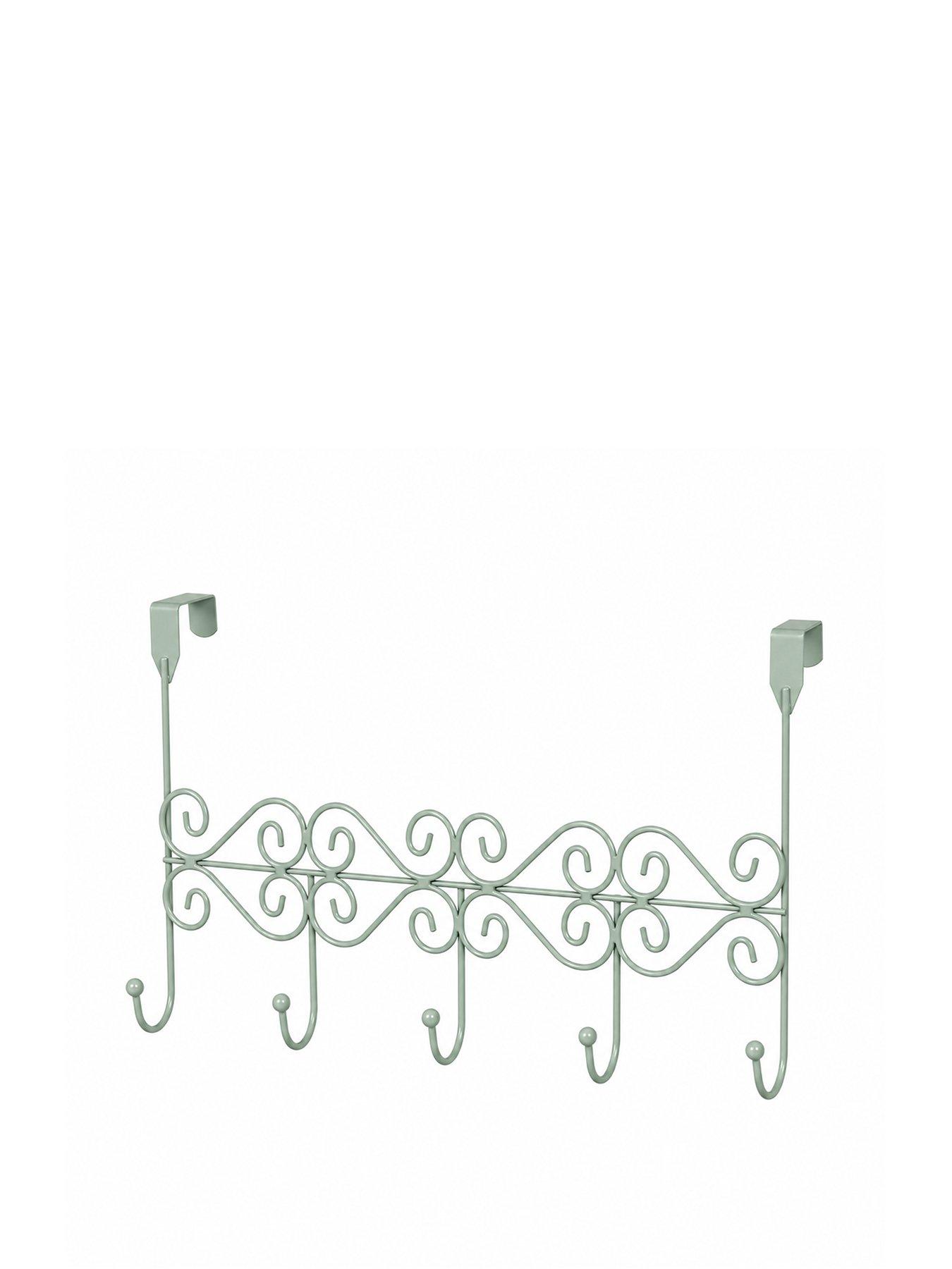 Image 2 of 3 of Showerdrape Showerdrape Swirls Sage Green Over Door Storage Hooks